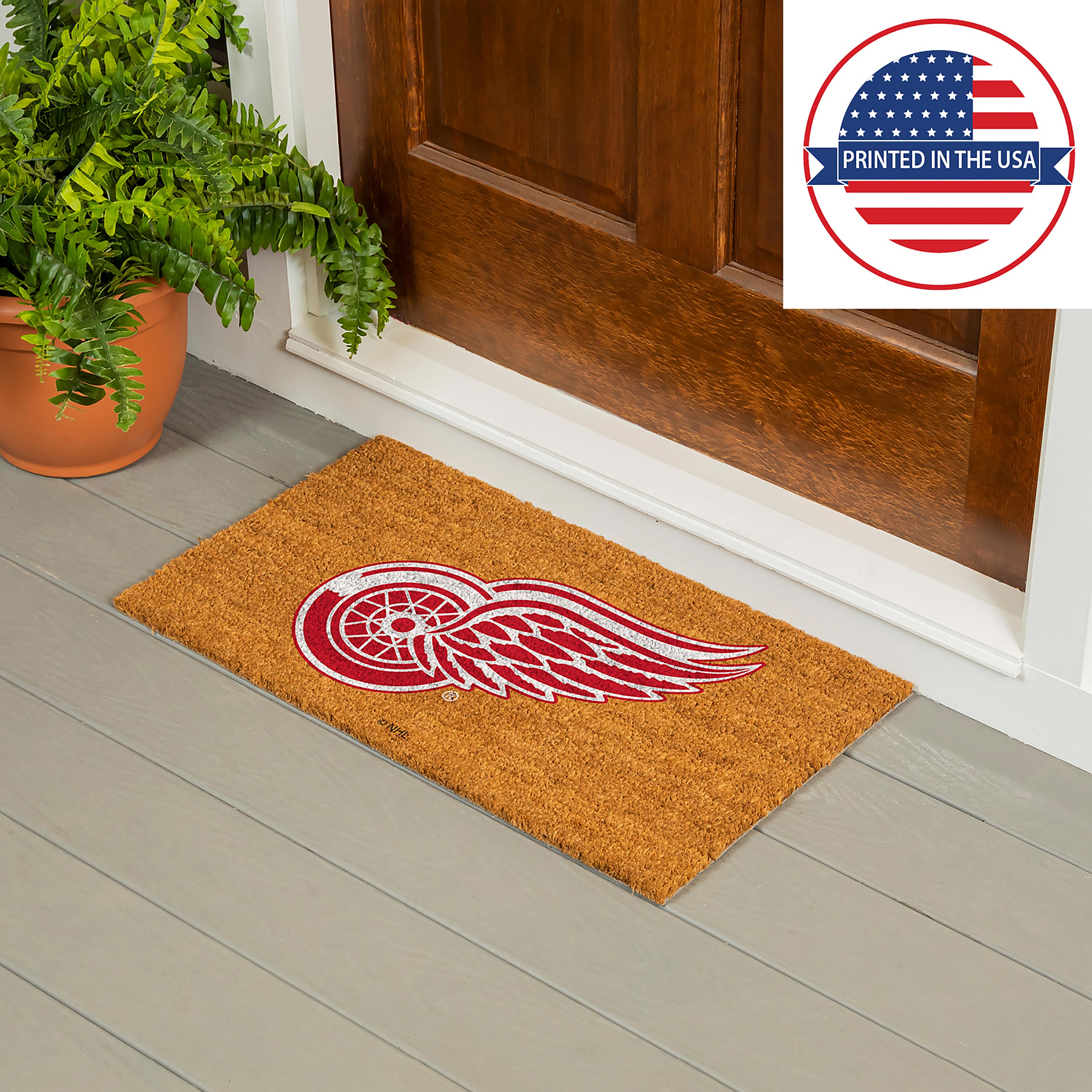 Coir Mat, 16"x28", Detroit Red Wings