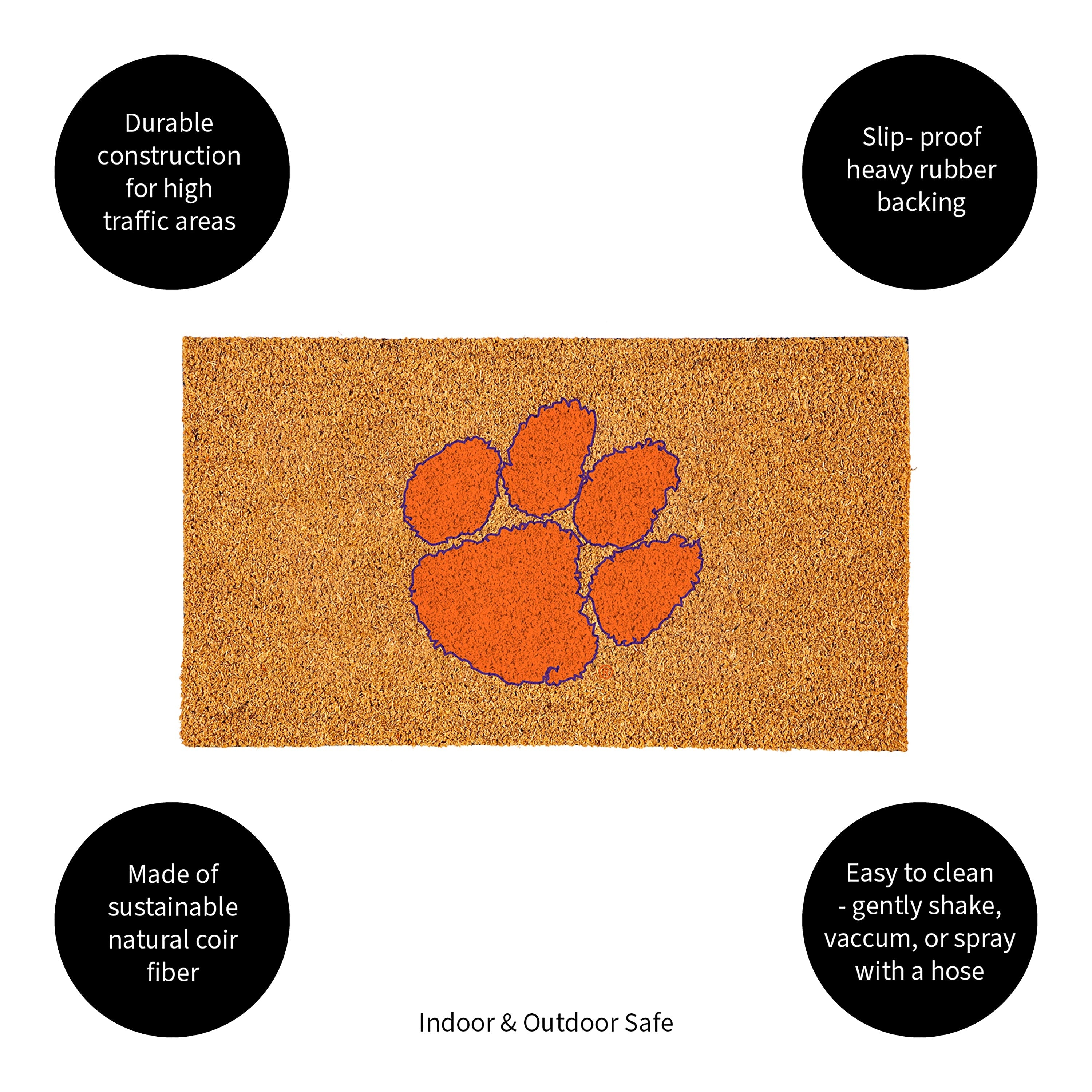Coir Mat, 16"x28", Clemson University