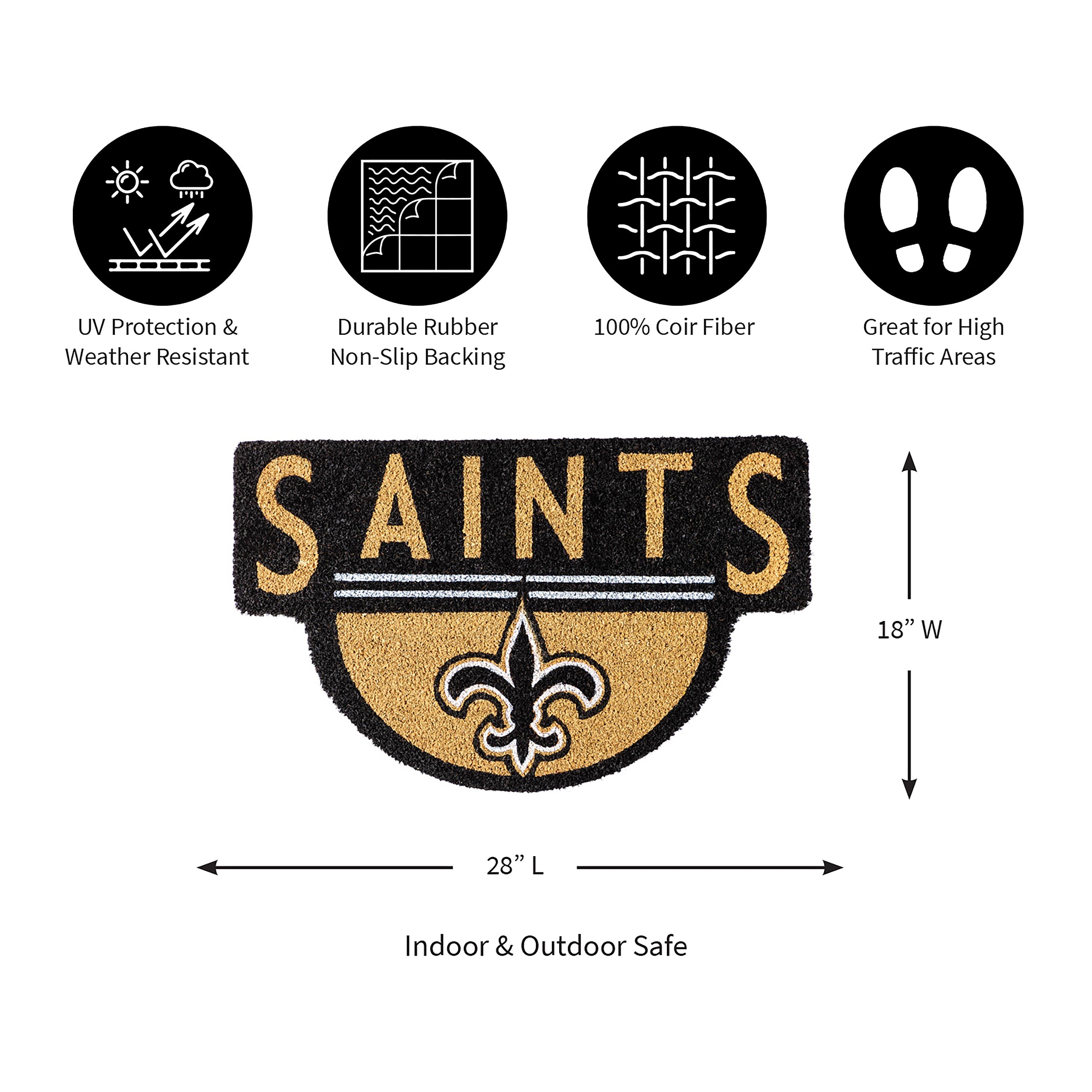 NFL Shaped Coir Door Mat, Saints
