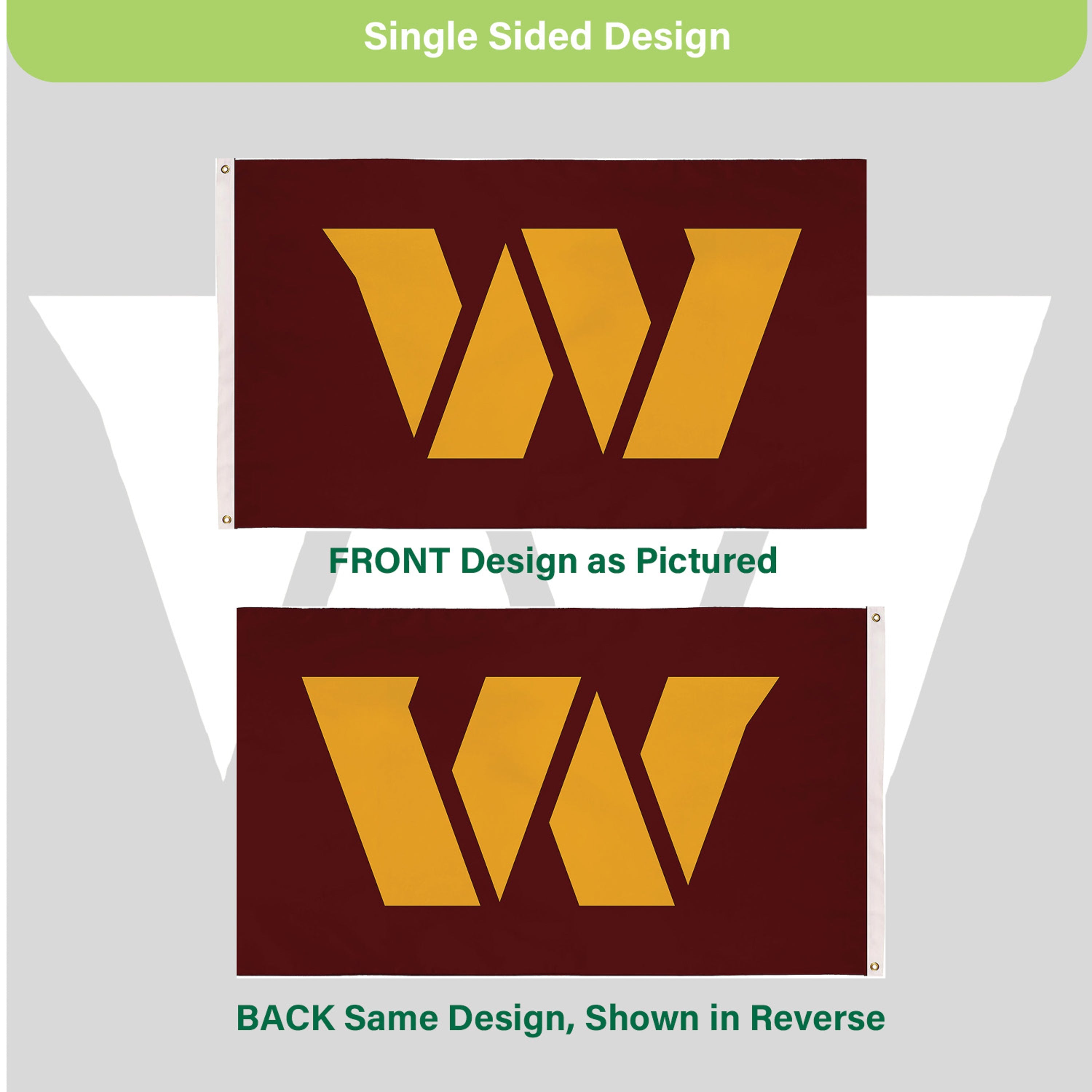 3'x5' Single Sided Flag w/ 2 Grommets, Washington Commanders