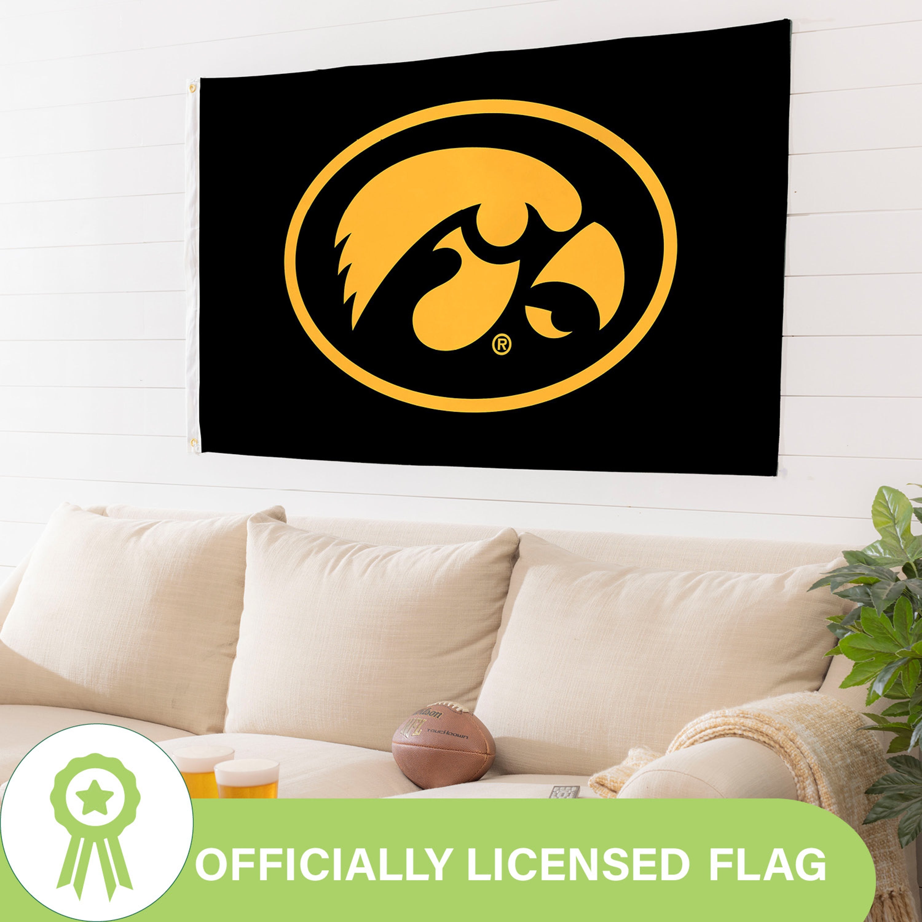 University of Iowa Single Sided Estate Flag with 2 Grommets, 3'x5'
