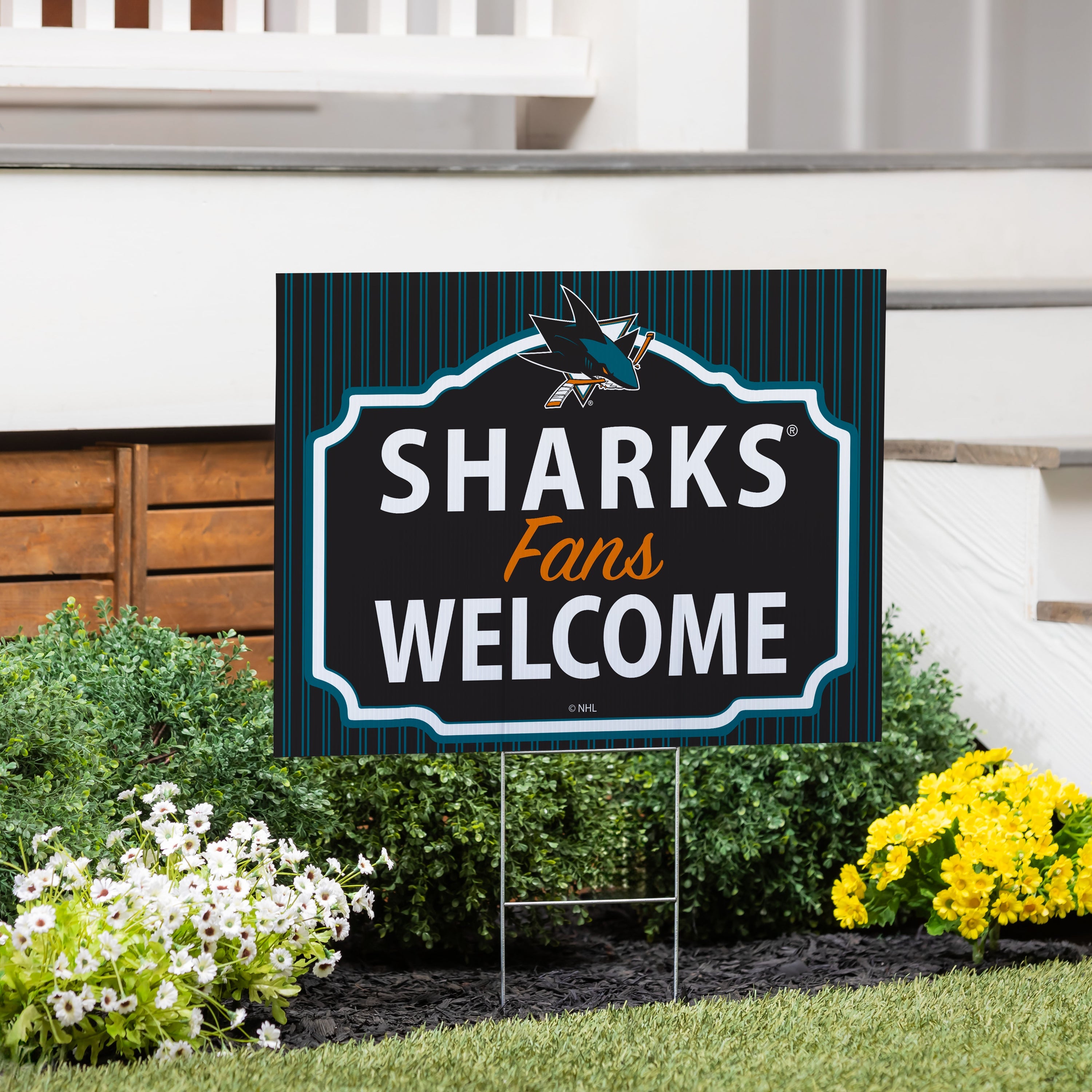 San Jose Sharks Coroplast Yard Sign, "Fans Welcome"