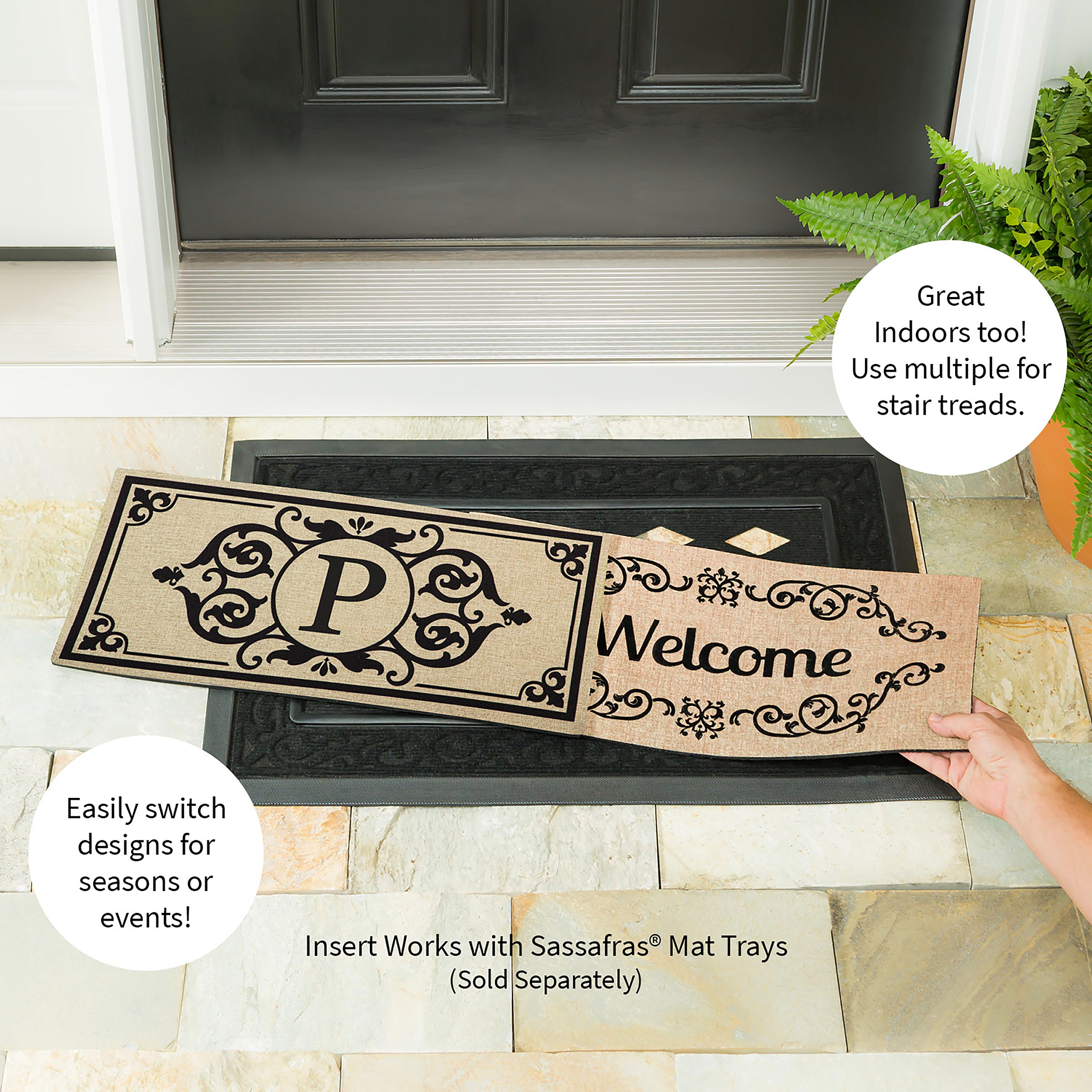 Cambridge Monogram Burlap Sassafras Switch Mat, Letter P