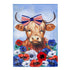 Patriotic Highland Cow Applique Garden Flag