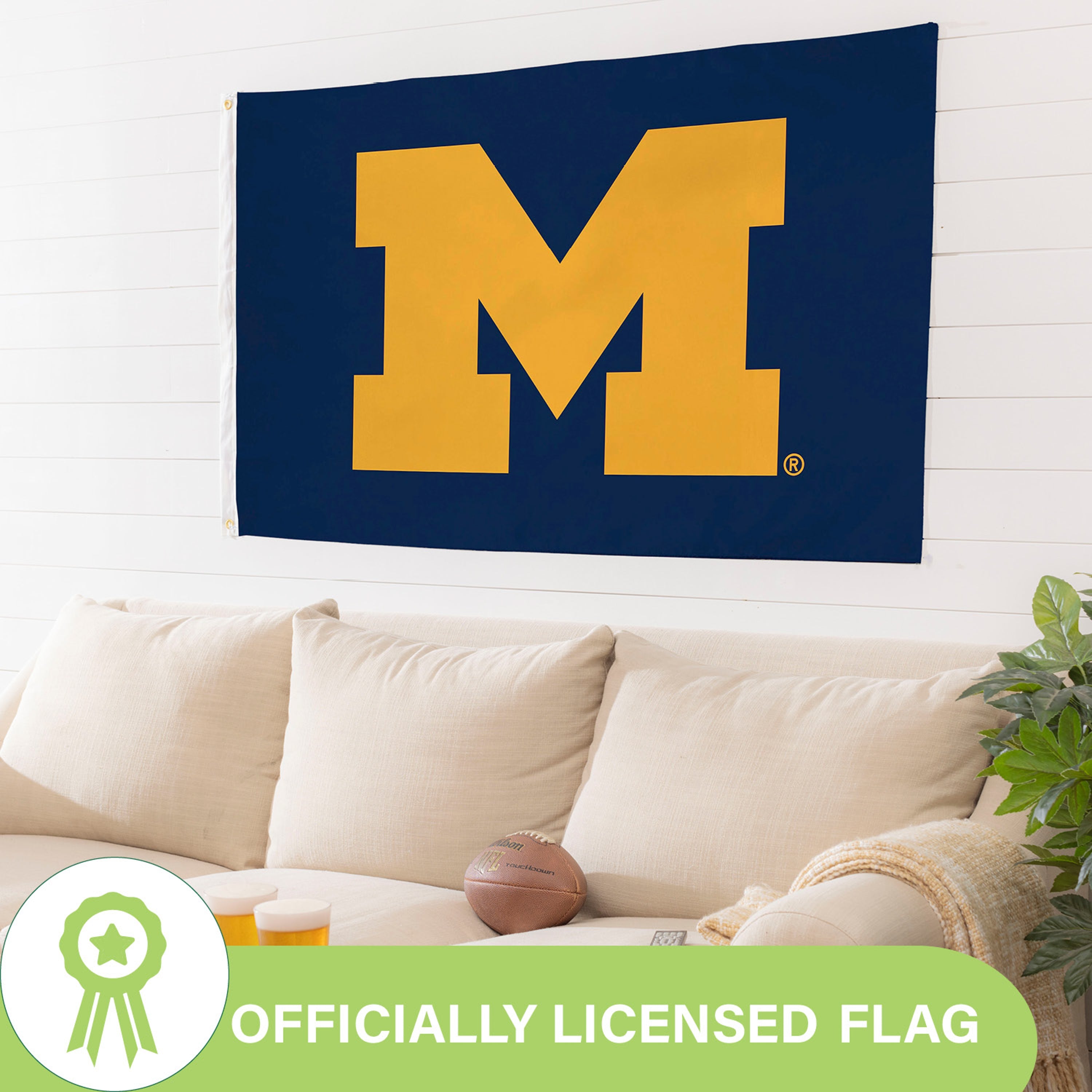 University Of Michigan Single Sided Flag w/ 2 Grommets, 3'x5'