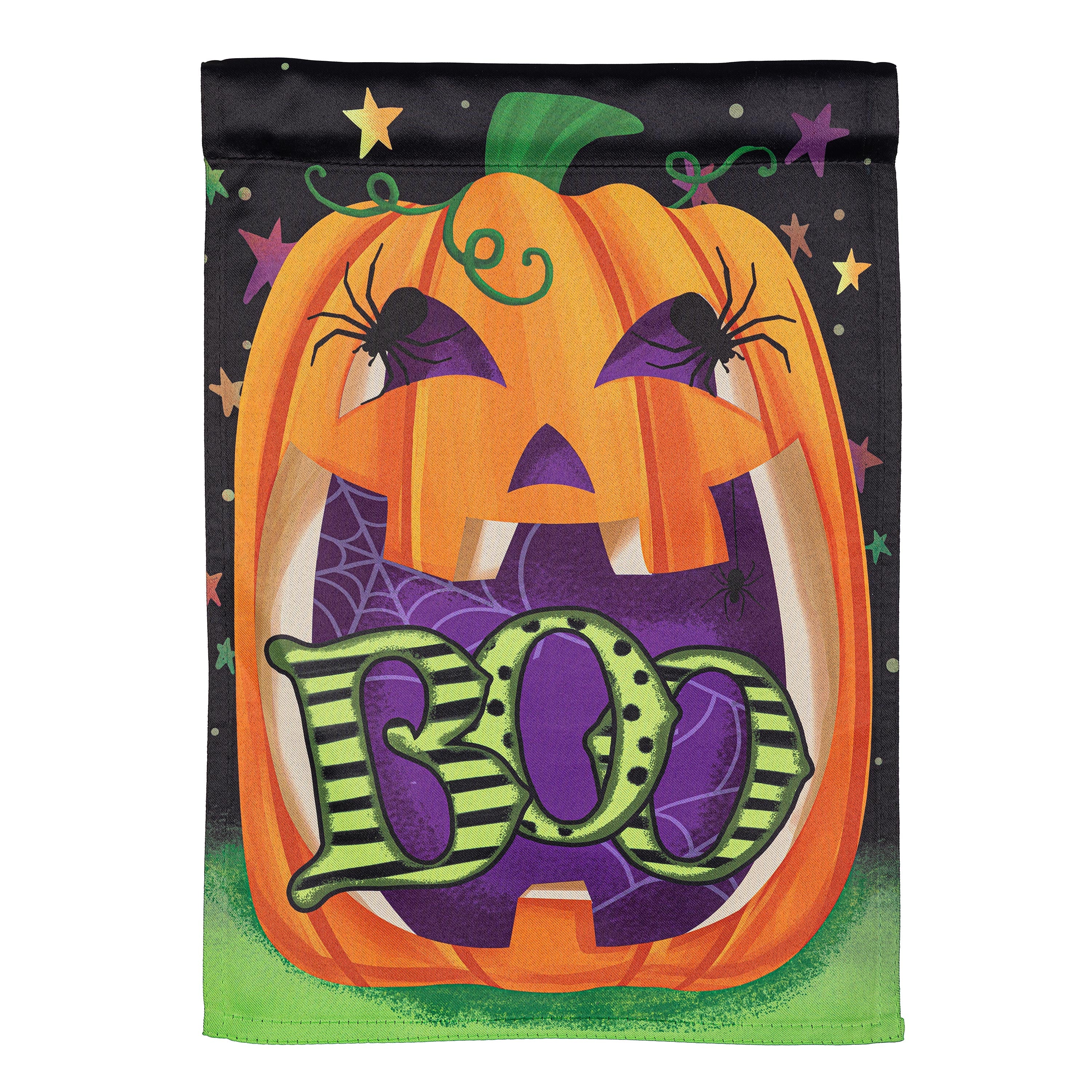 Boo Jack Pumpkin Suede Garden Flag
