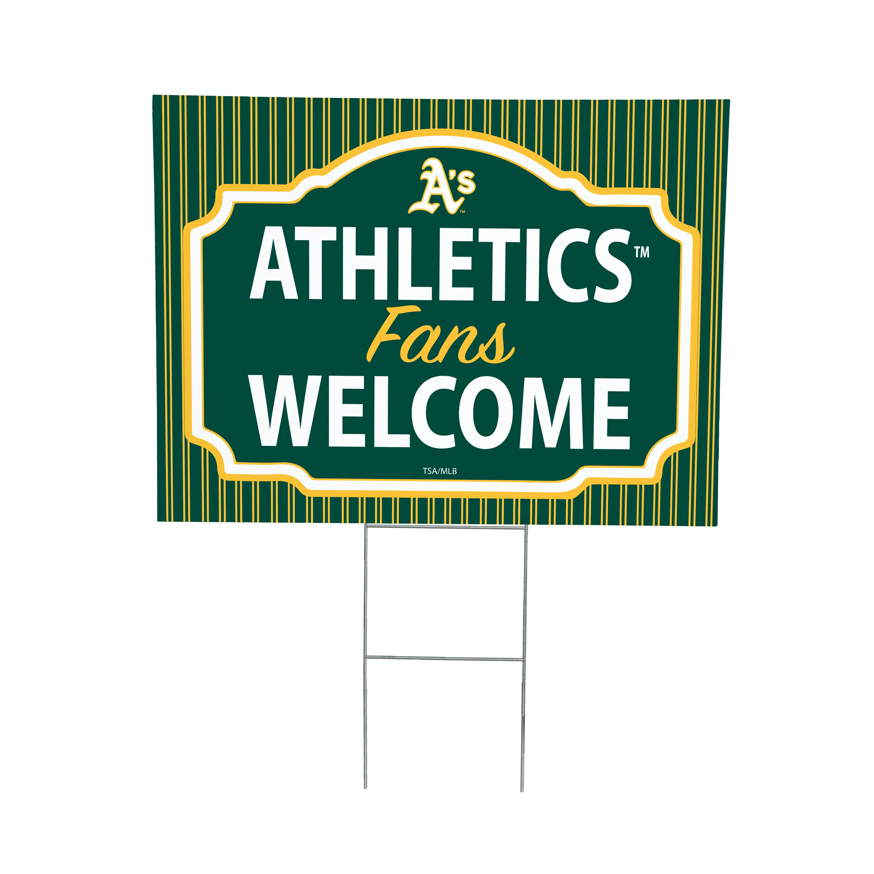 Oakland A's Coroplast Yard Sign, "Fans Welcome"