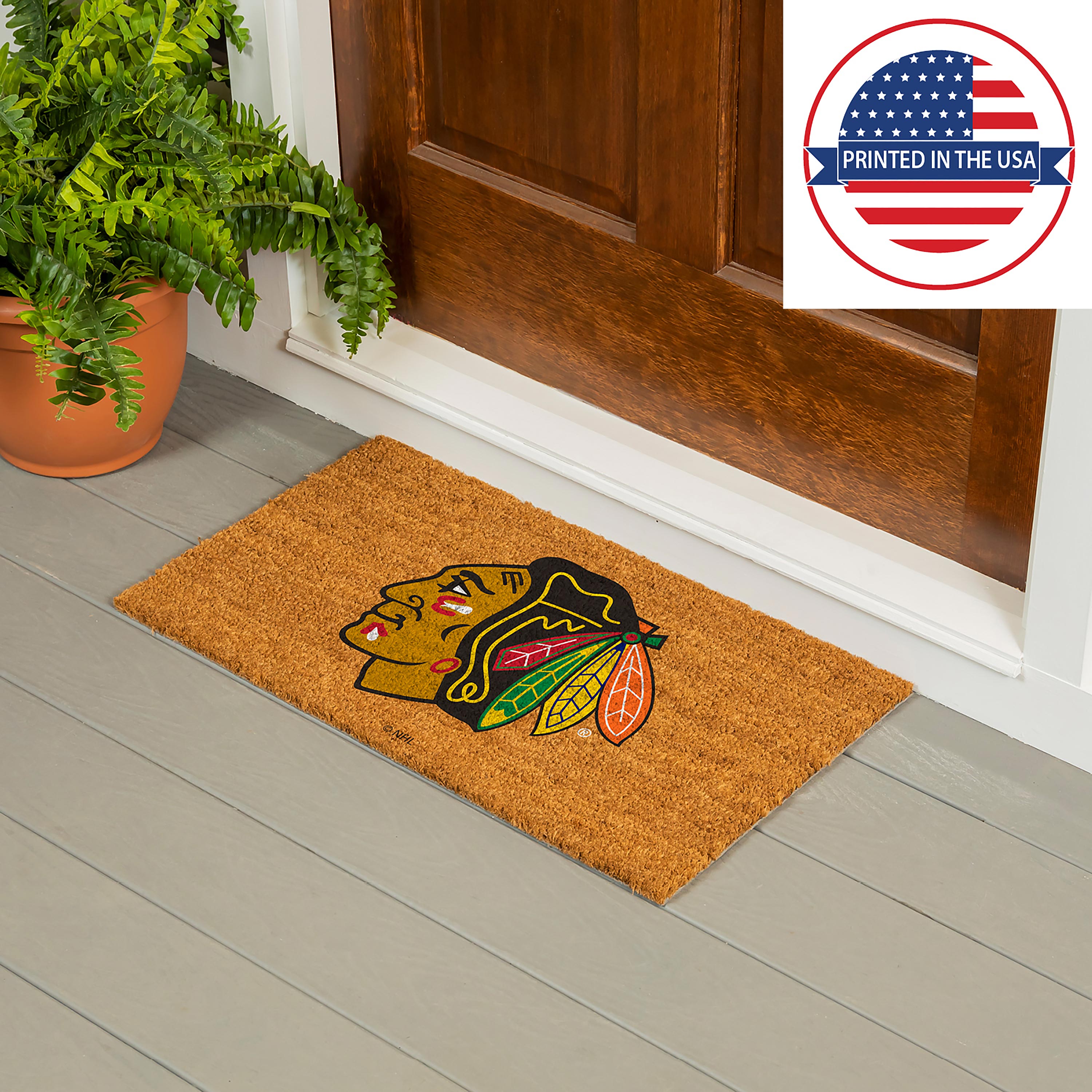 Coir Mat, 16"x28", Chicago Blackhawks