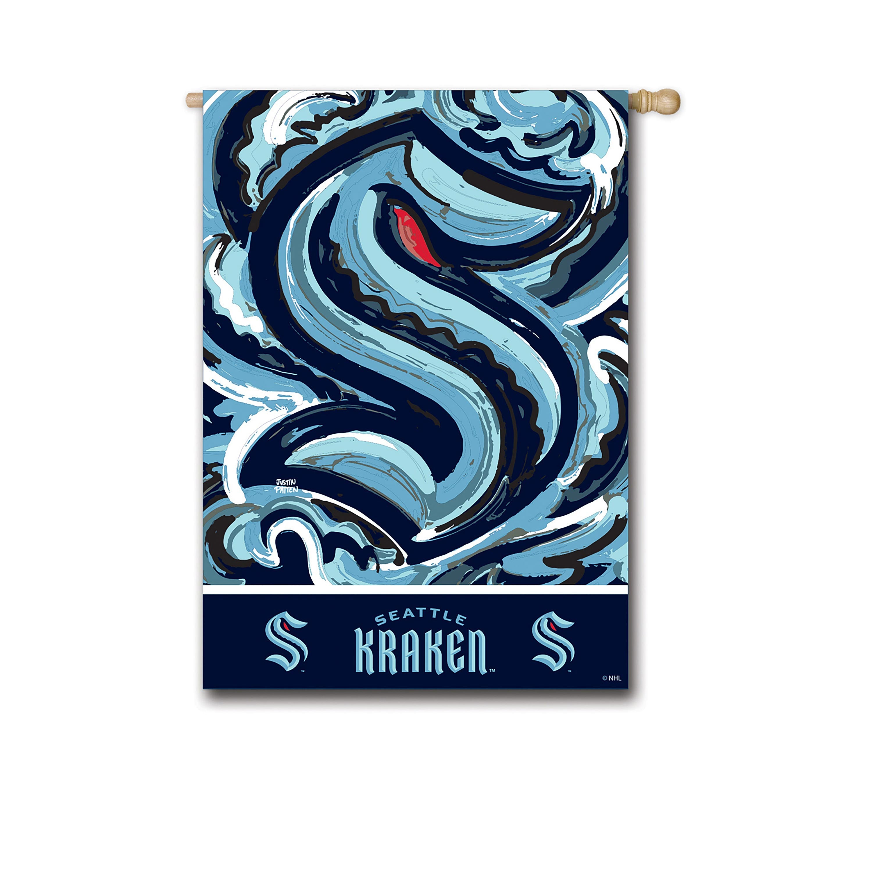 Seattle Kraken Justin Patten Suede House Flag