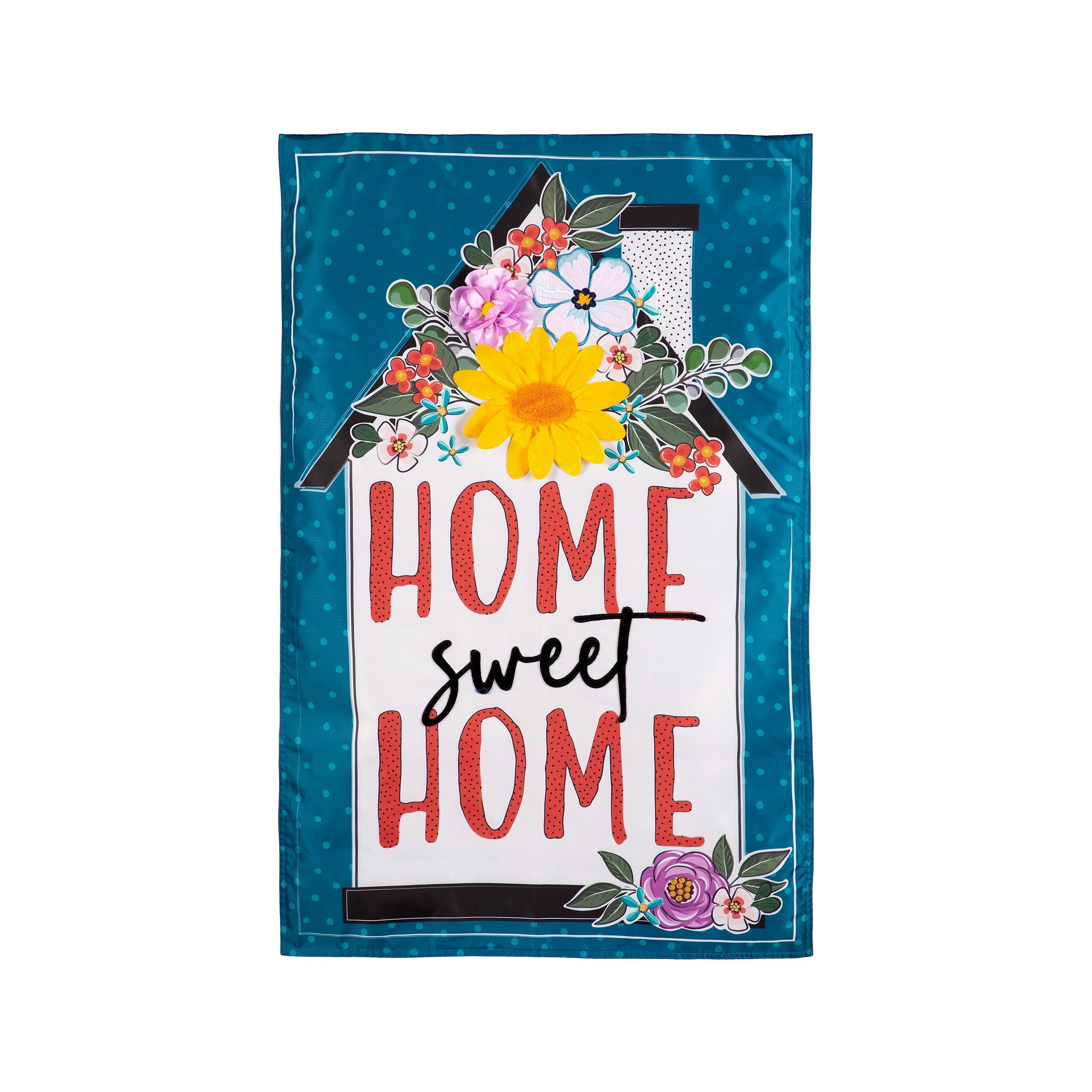 Floral Home Sweet Home Applique House Flag