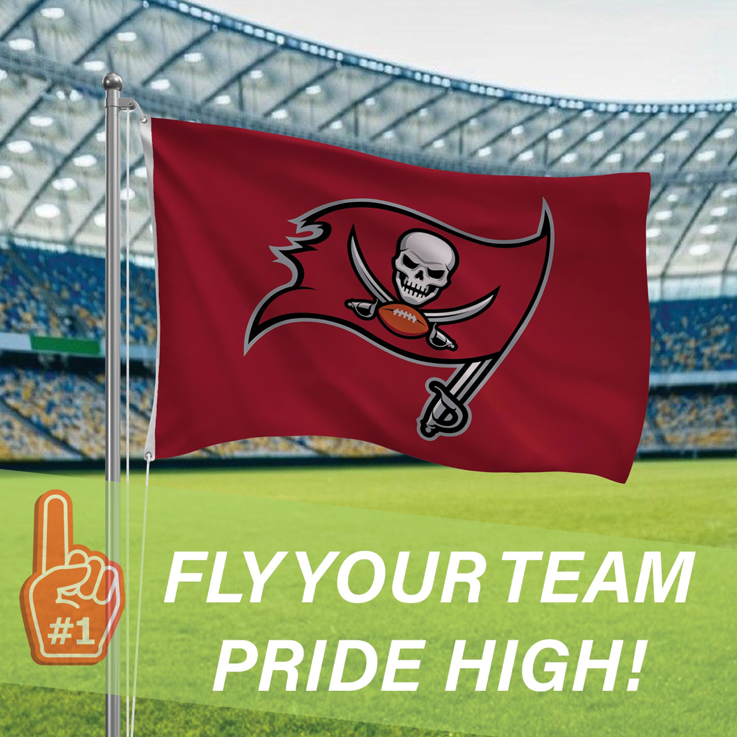 3'x5' Single Sided Flag w/ 2 Grommets, Tampa Bay Buccaneers