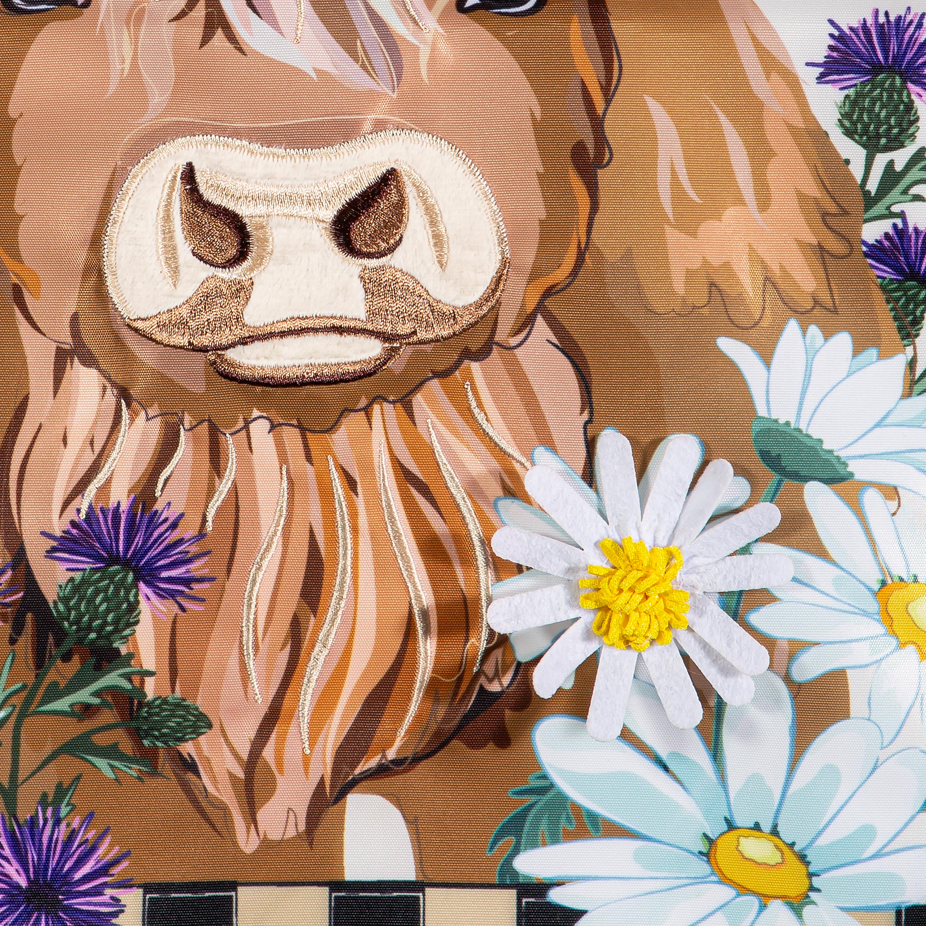 Highland Cow Welcome Friends Applique Garden Flag