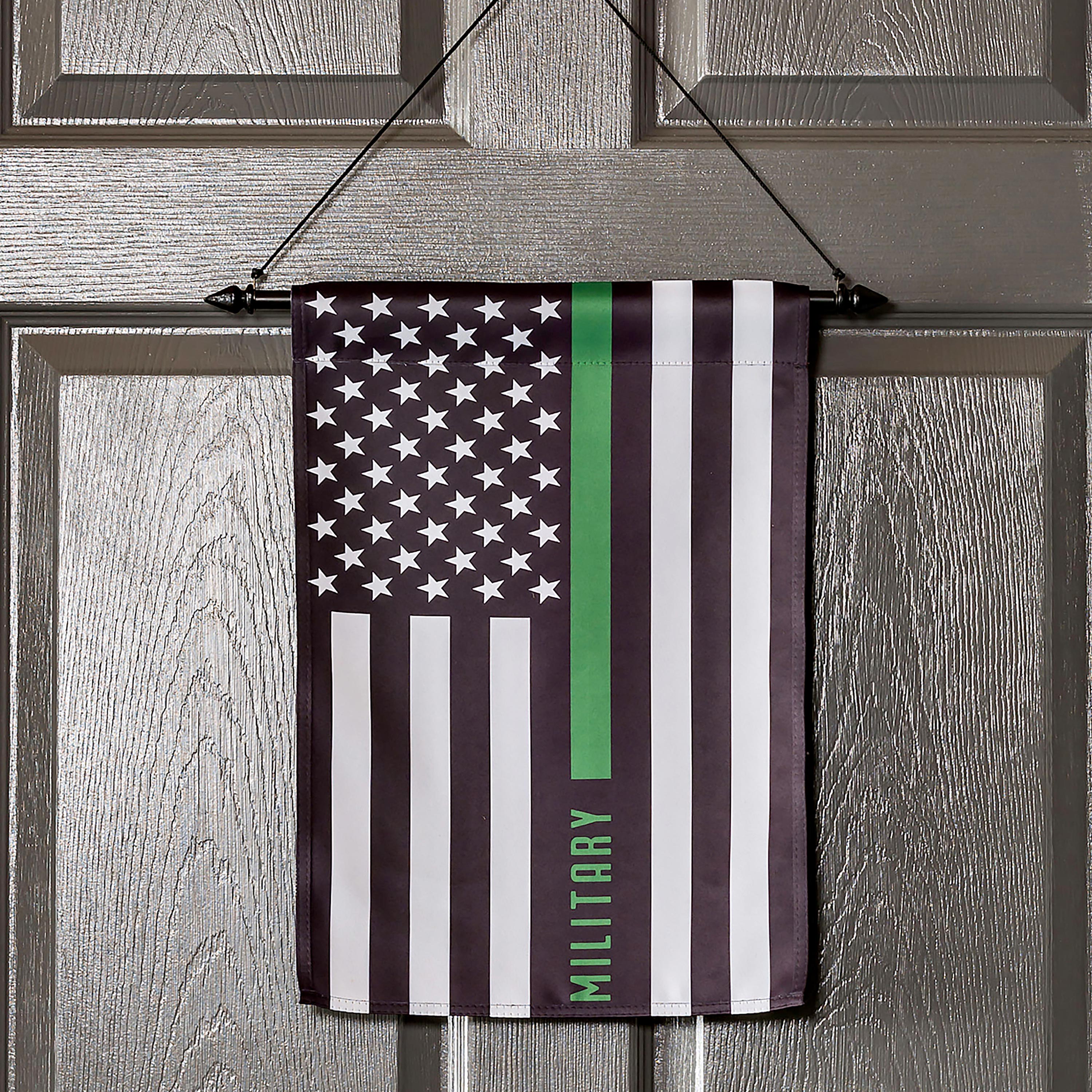 Military Thin Green Line Garden Suede Flag