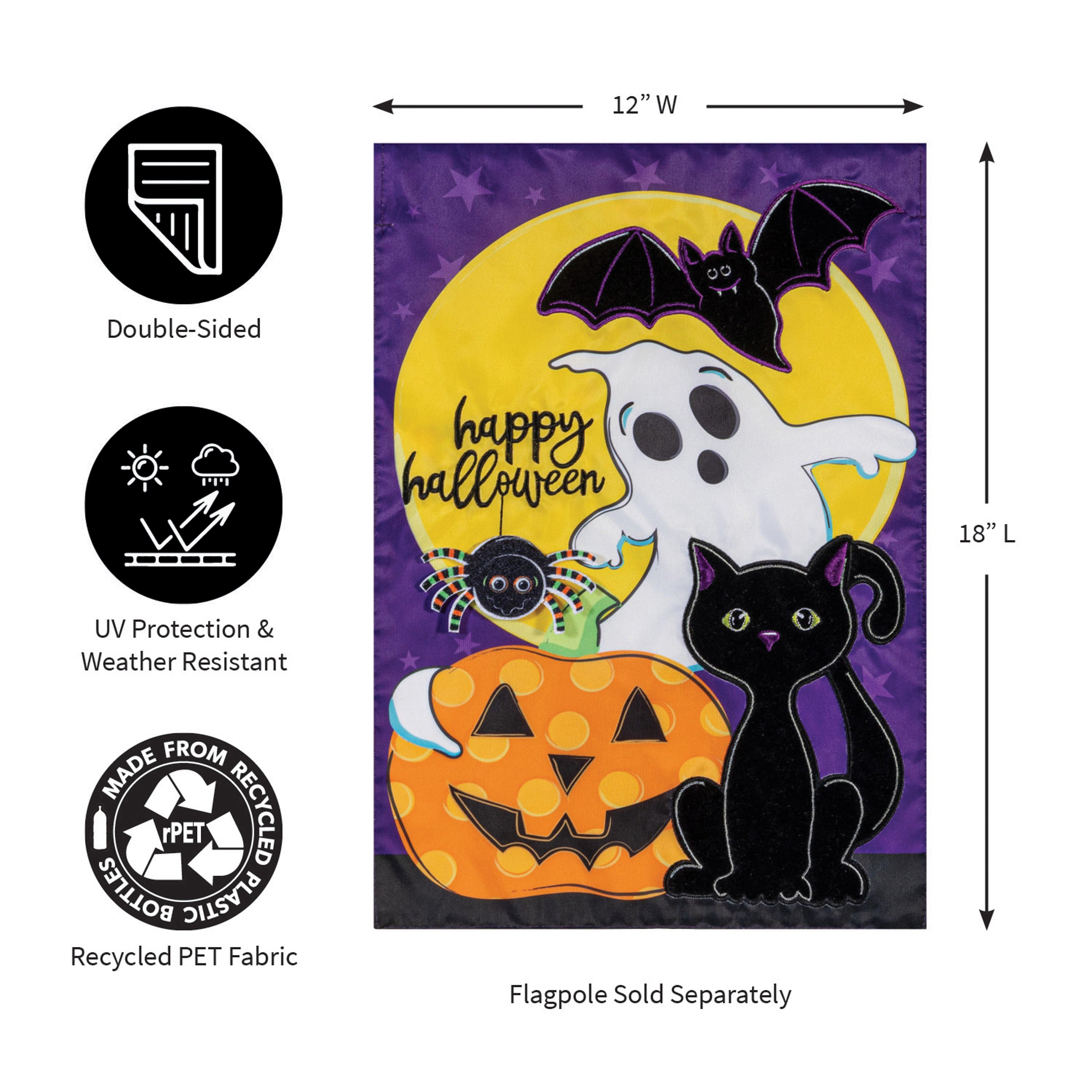 Halloween Friends Applique Garden Flag