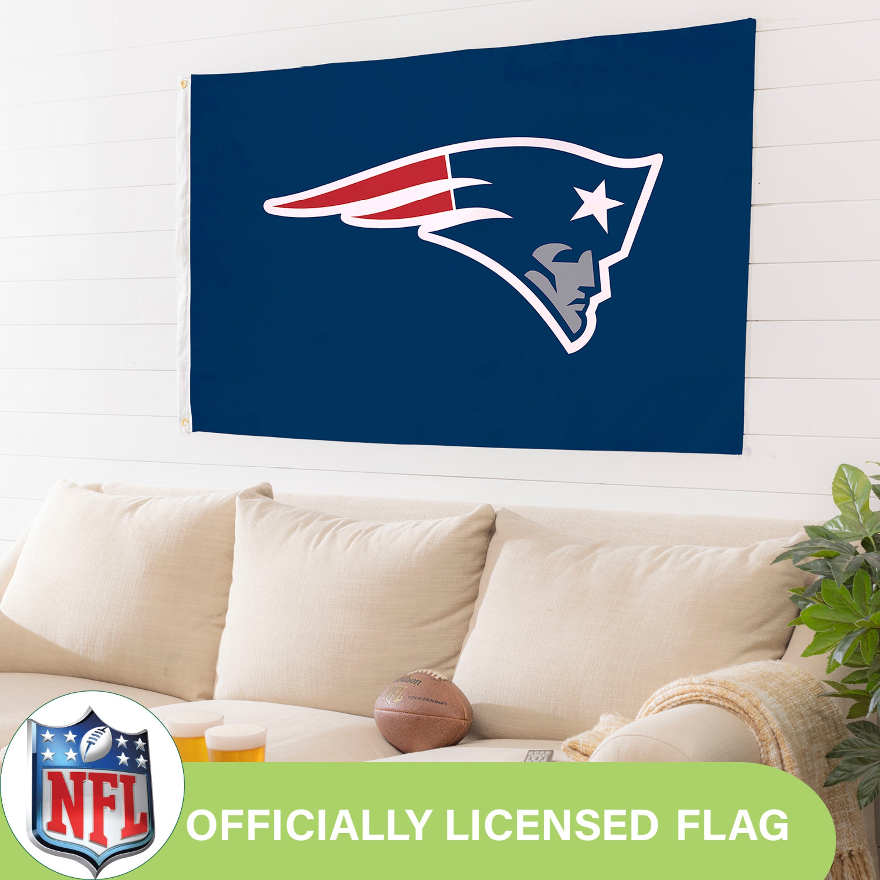 3'x5' Single Sided Flag w/ 2 Grommets, New England Patriots