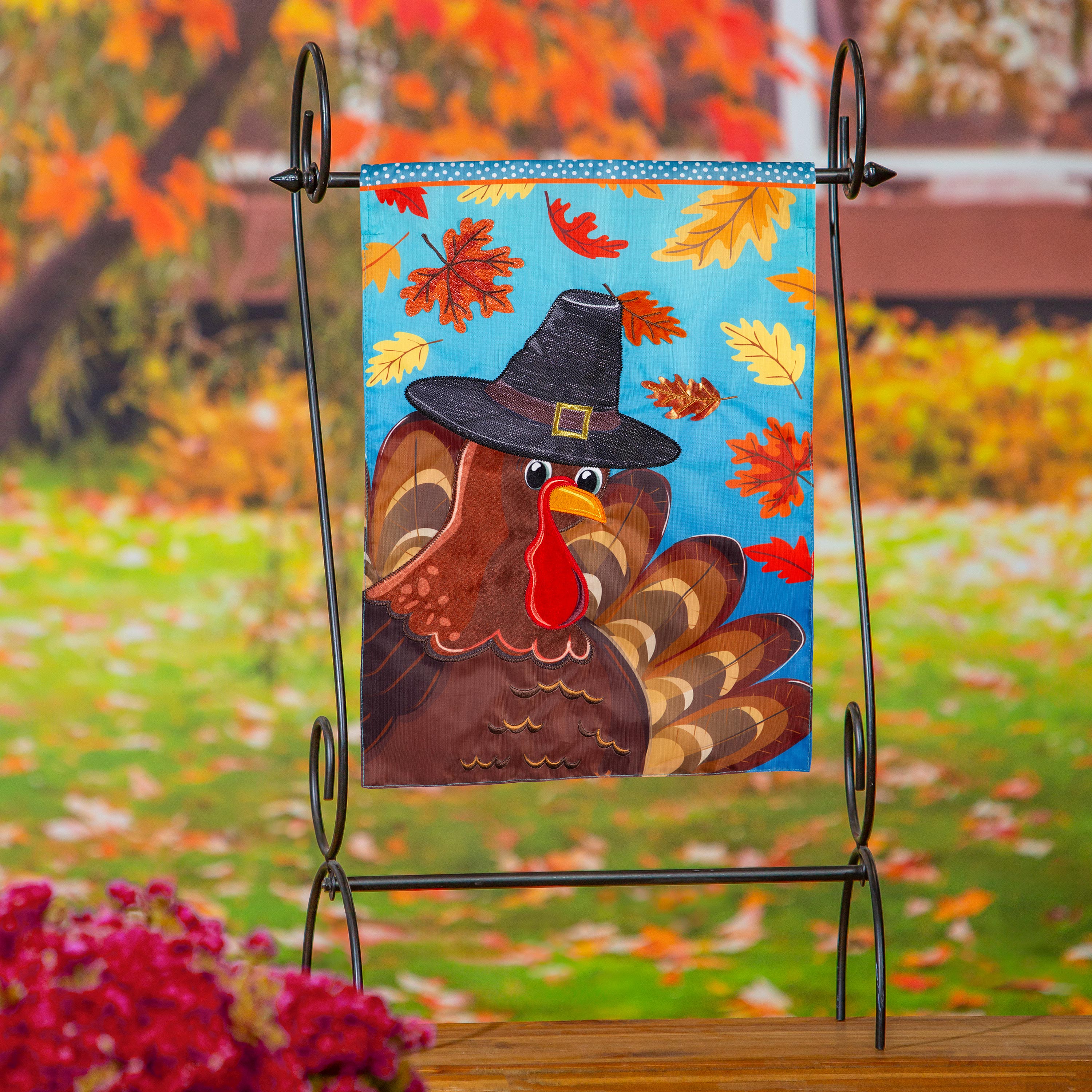 Turkey Time Applique Garden Flag