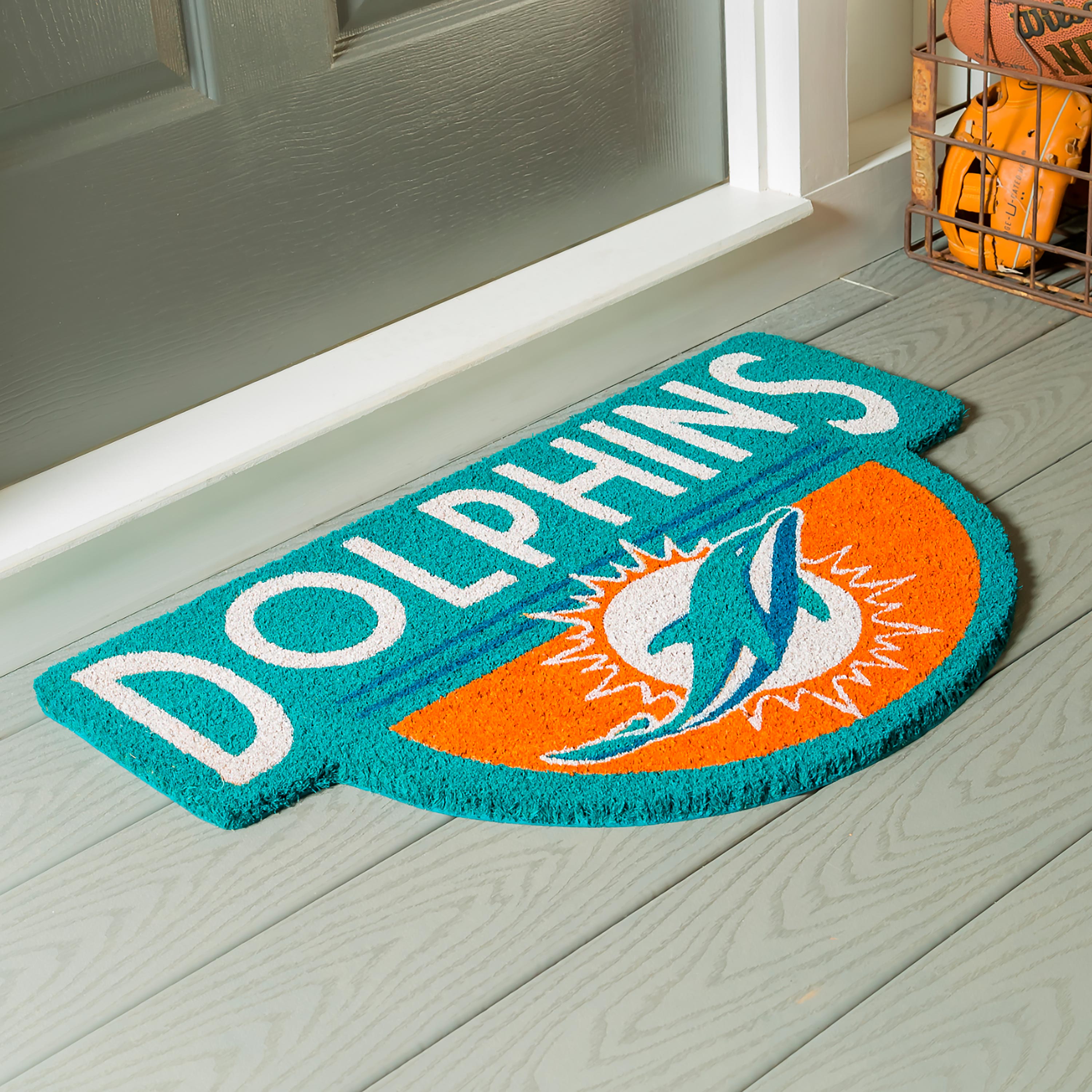 NFL Shaped Coir Door Mat, Dolphins