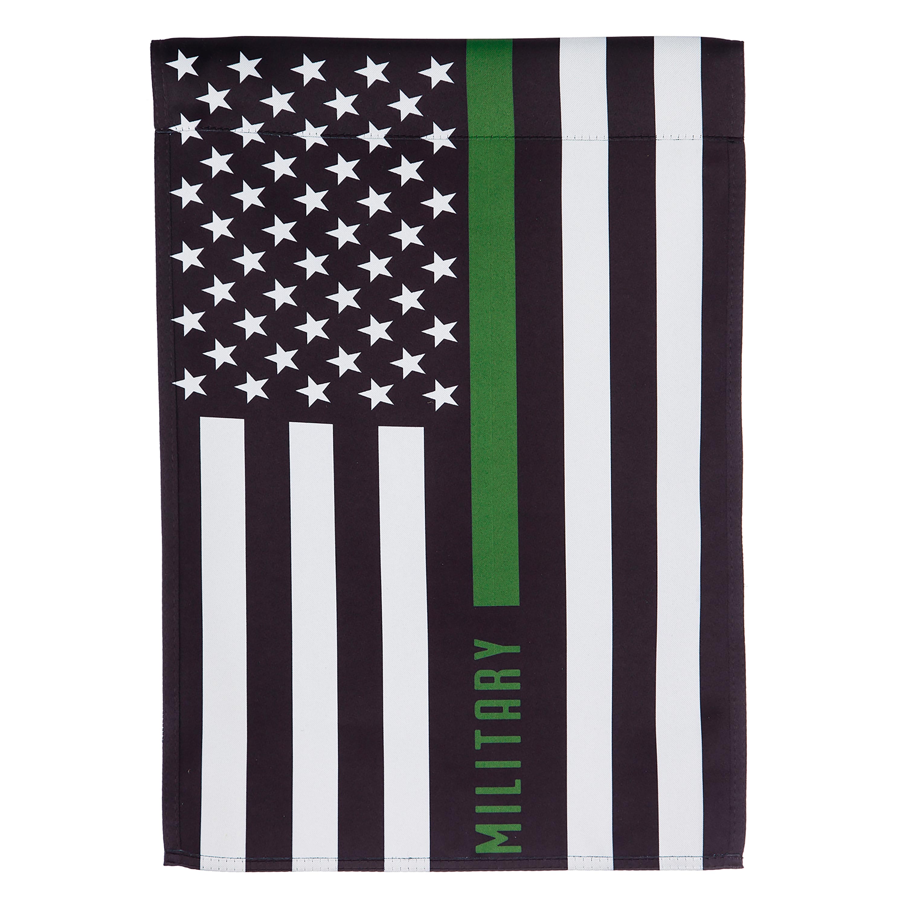 Military Thin Green Line Garden Suede Flag