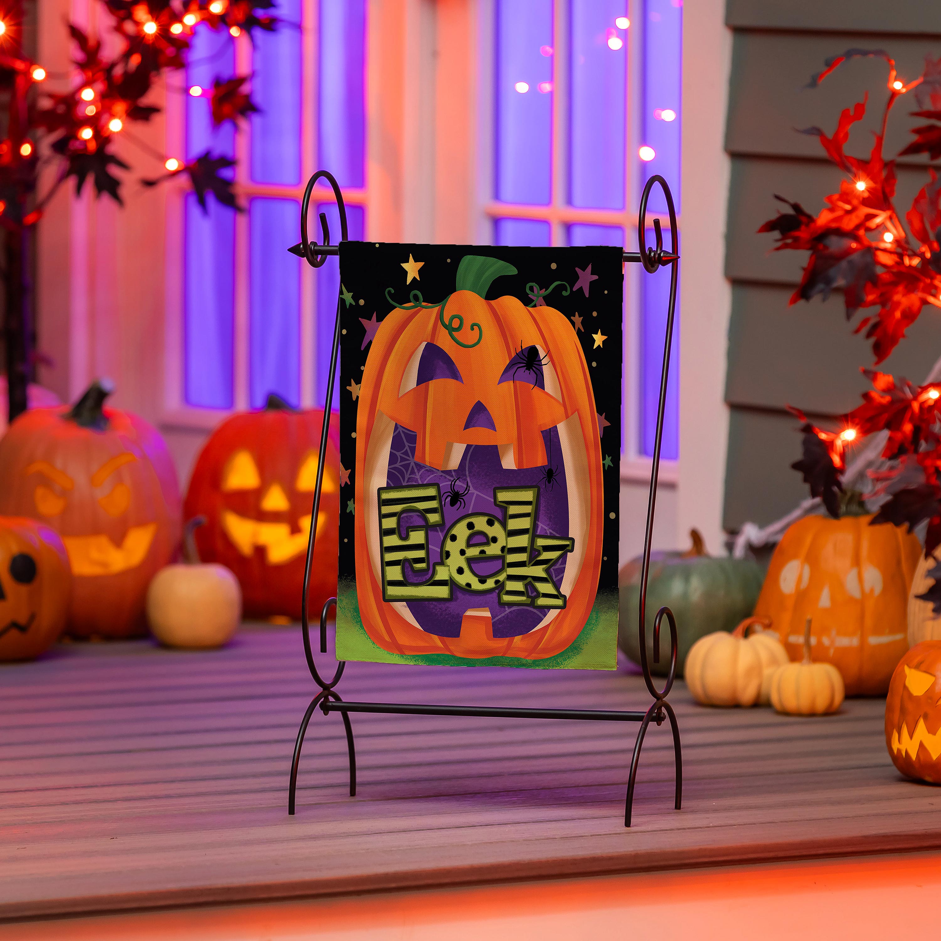 Boo Jack Pumpkin Suede Garden Flag