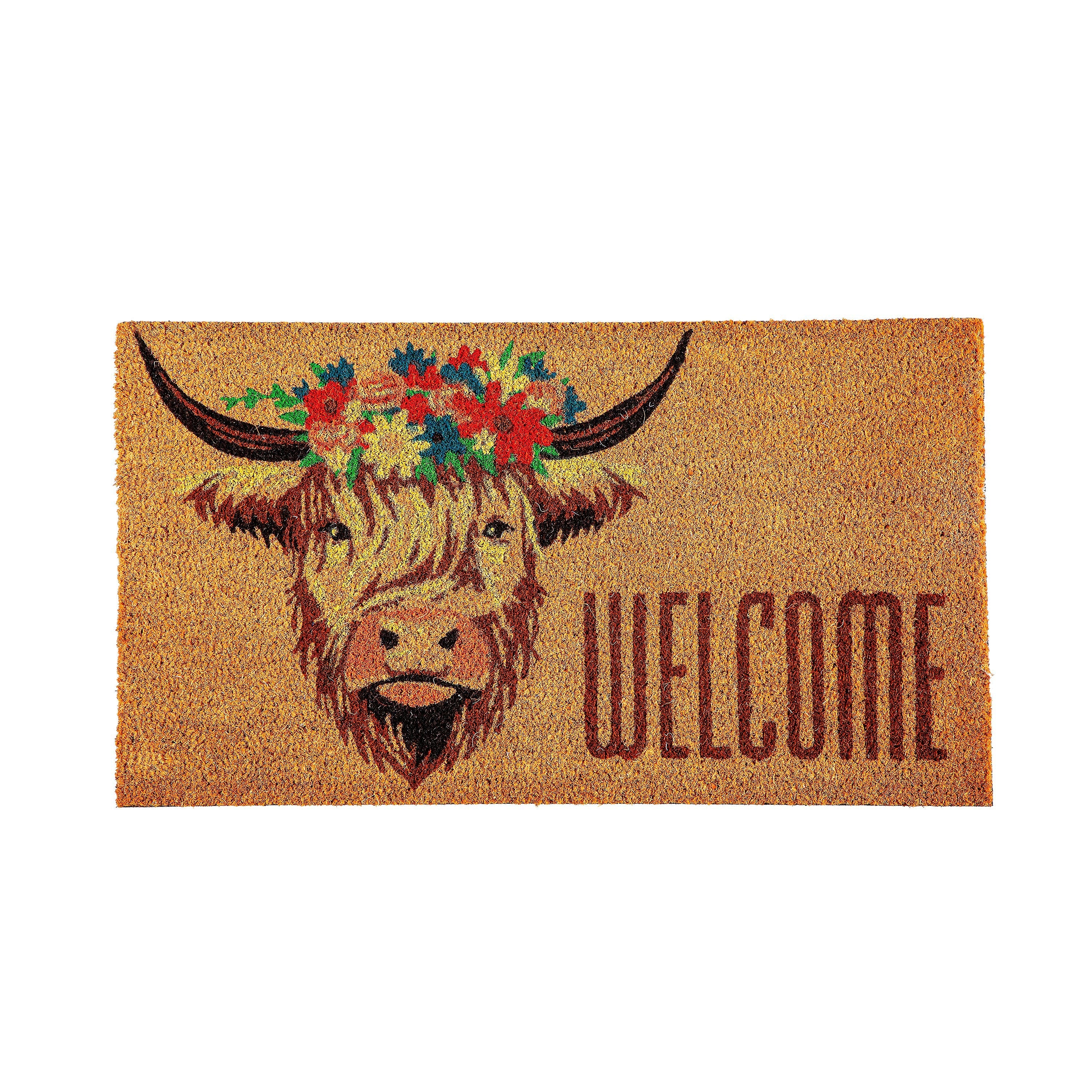 Highland Cow Welcome Coir Mat