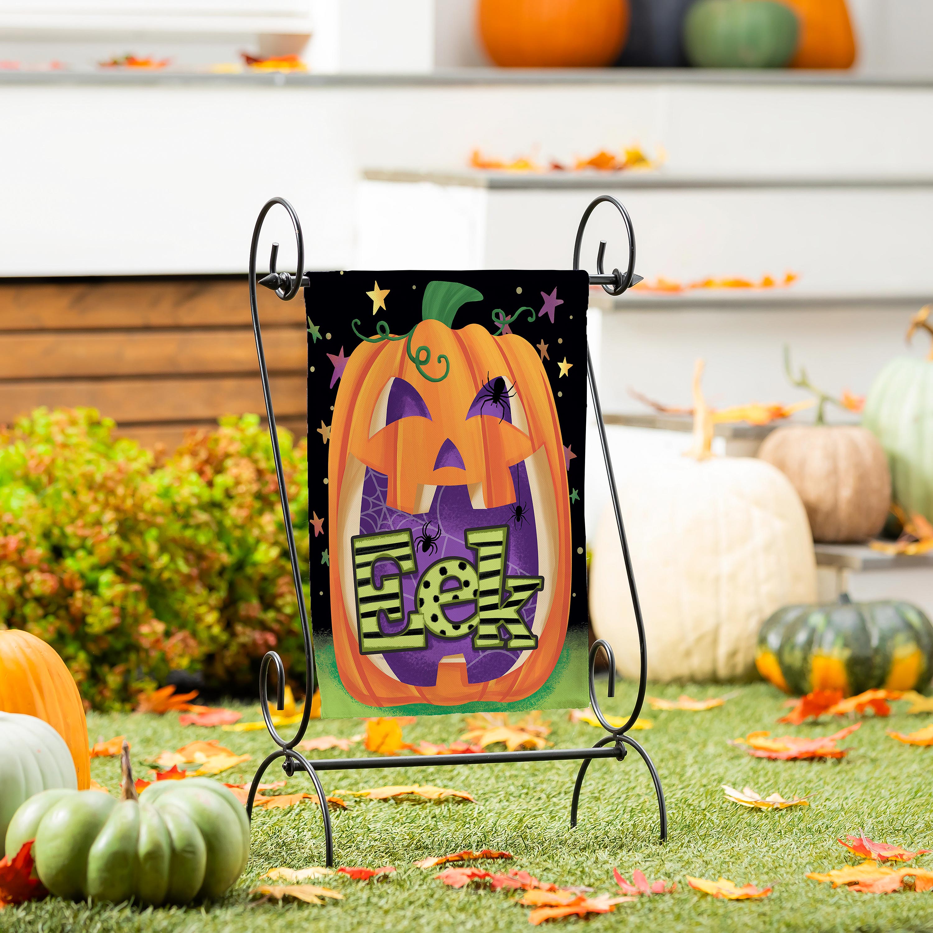 Boo Jack Pumpkin Suede Garden Flag
