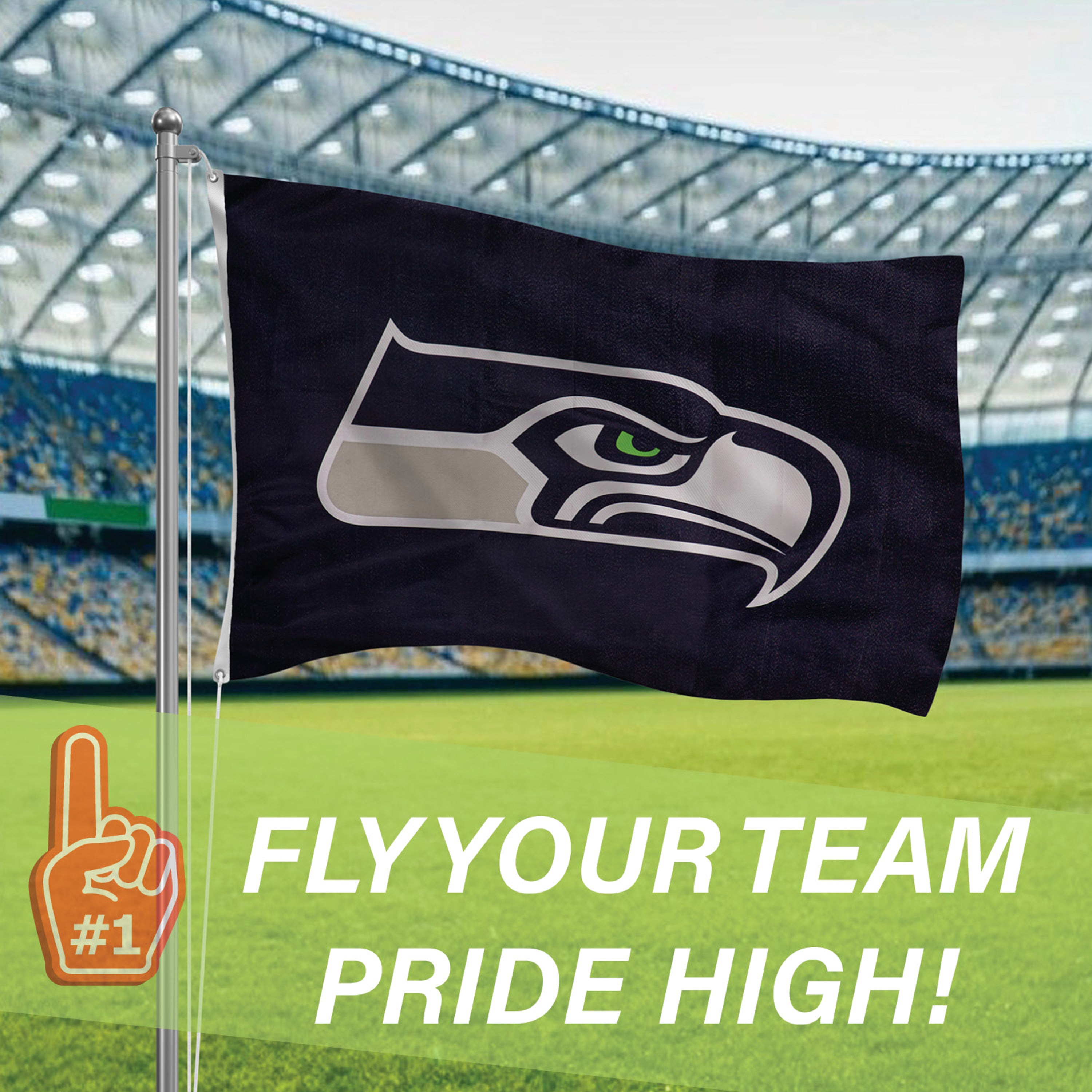 Seattle Seahawks Single Sided Estate Flag with 2 Grommets, 3'x5'