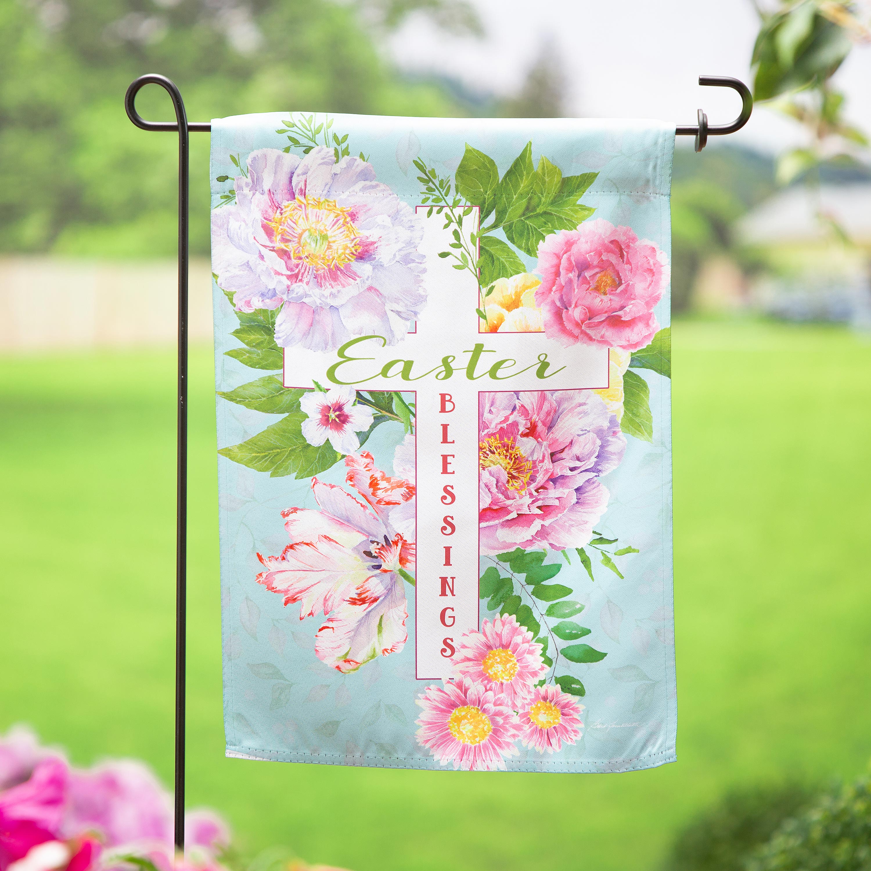 Easter Blessings Suede Garden Flag