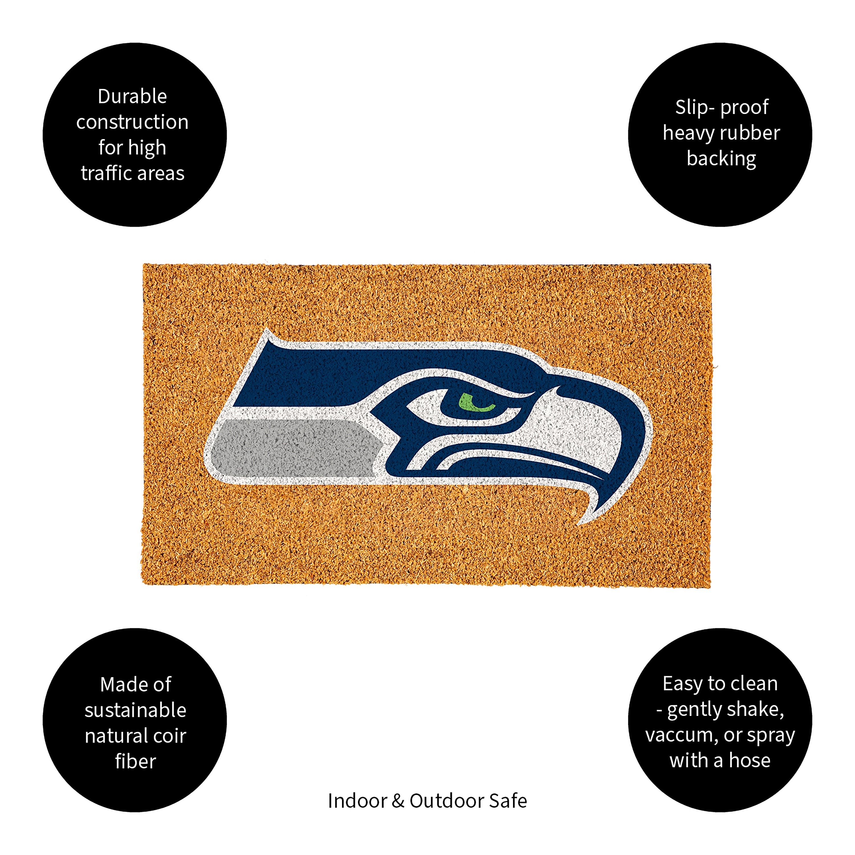 Coir Mat, 16"x28", Seattle Seahawks