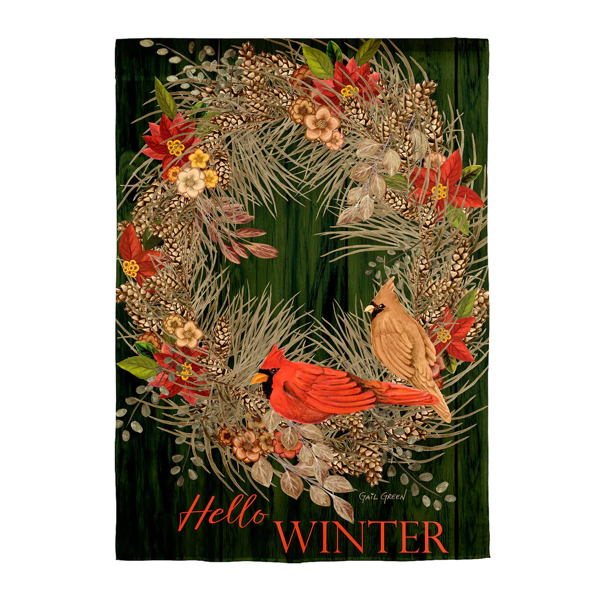 Hello Winter Moire Garden Flag