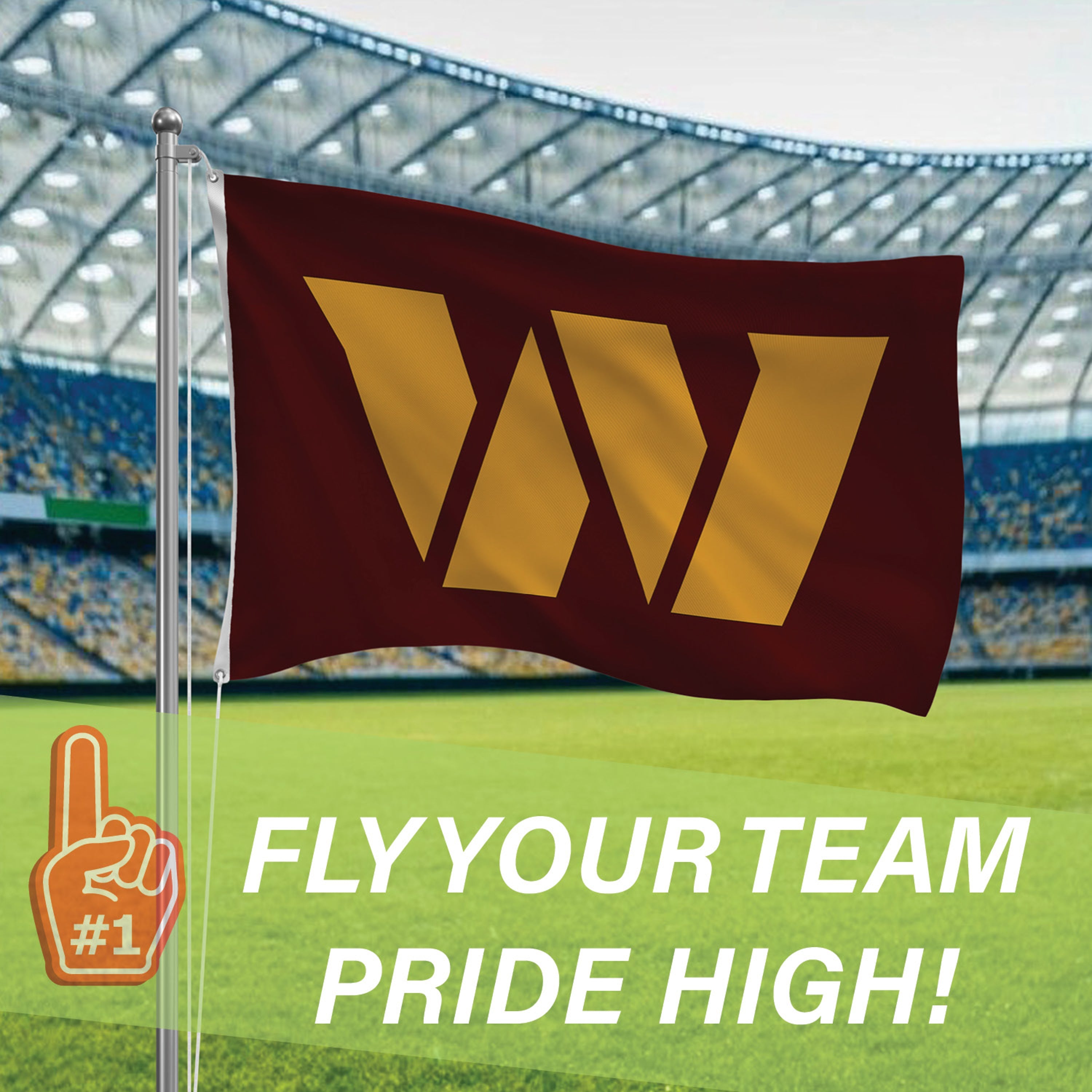 3'x5' Single Sided Flag w/ 2 Grommets, Washington Commanders