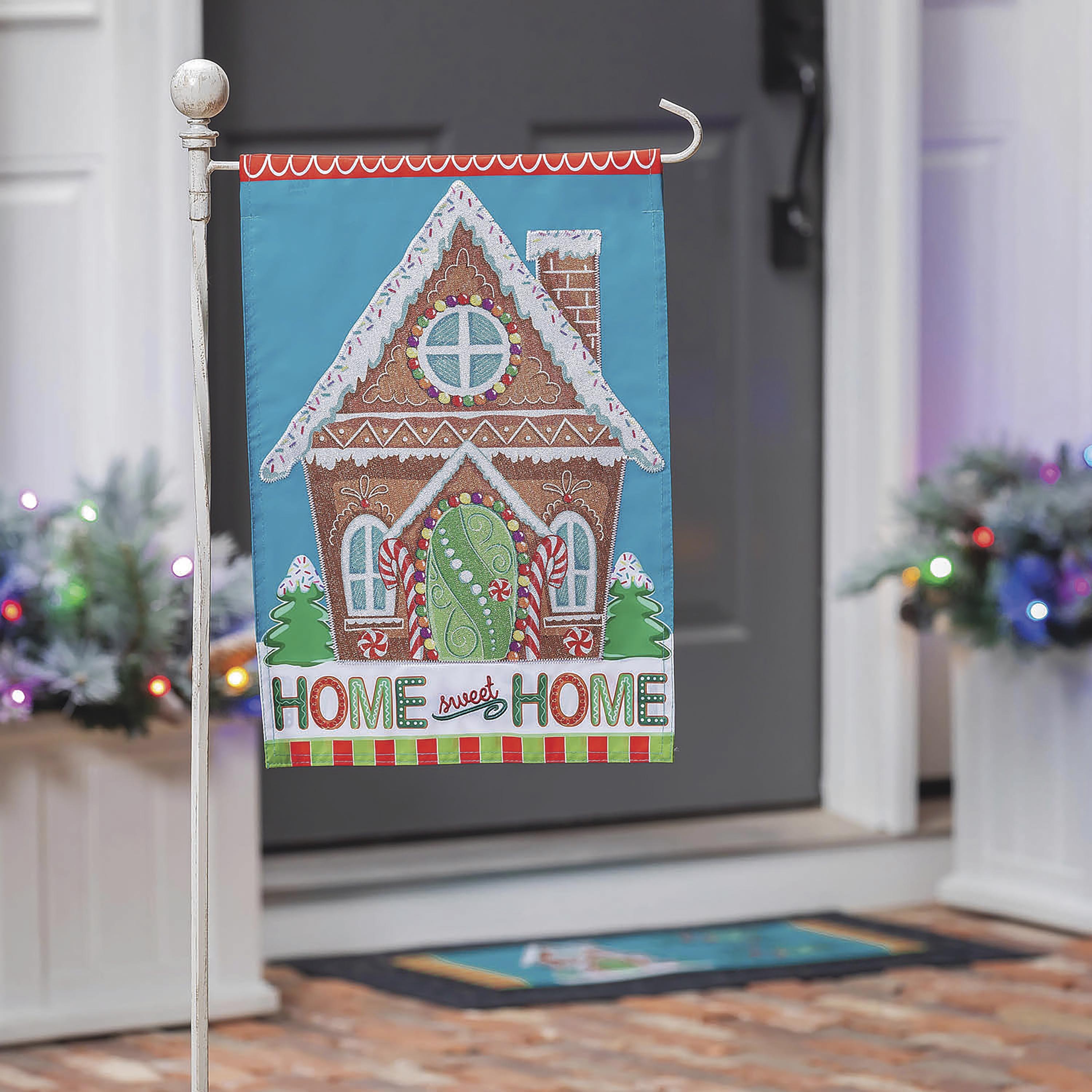 Gingerbread Home Sweet Home Applique Garden Flag