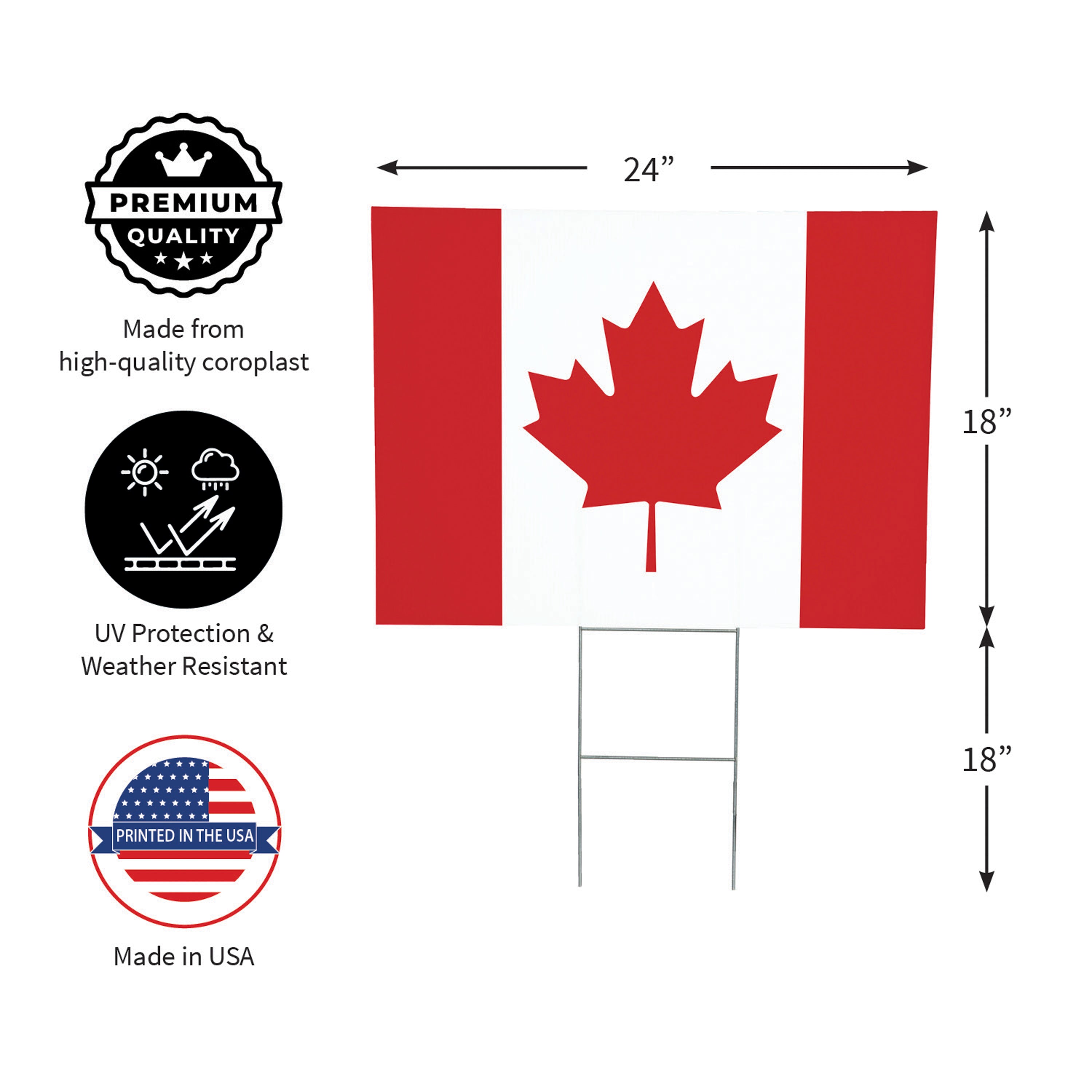 Canada Strong True North Yard Sign, Flag, 24"x18"