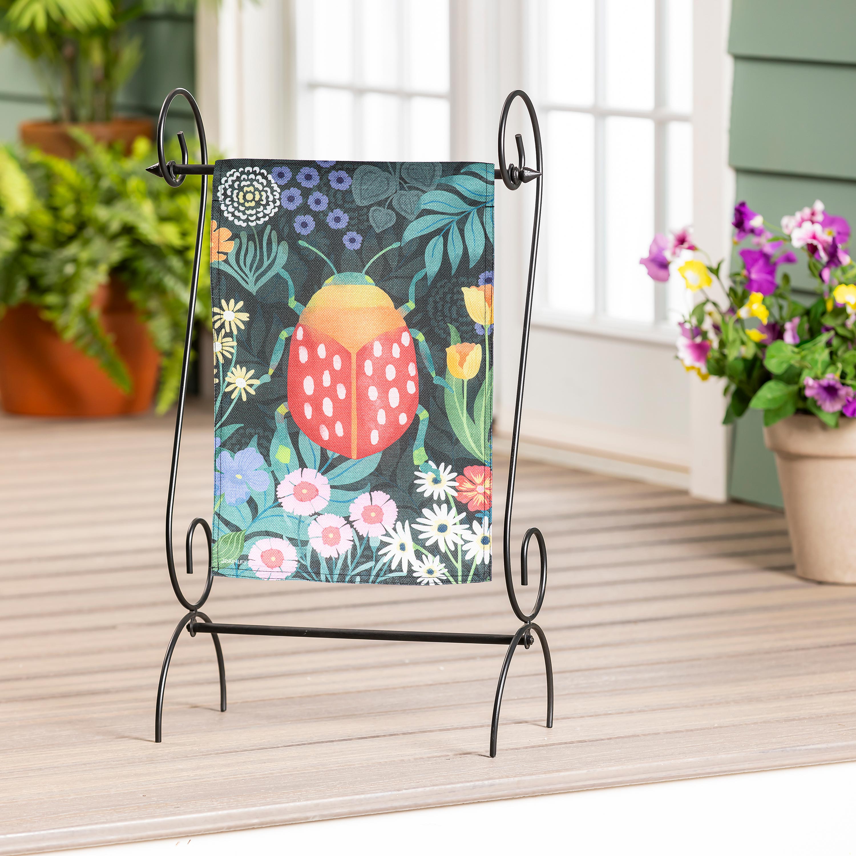 Garden Park Beetle Burlap Garden Flag