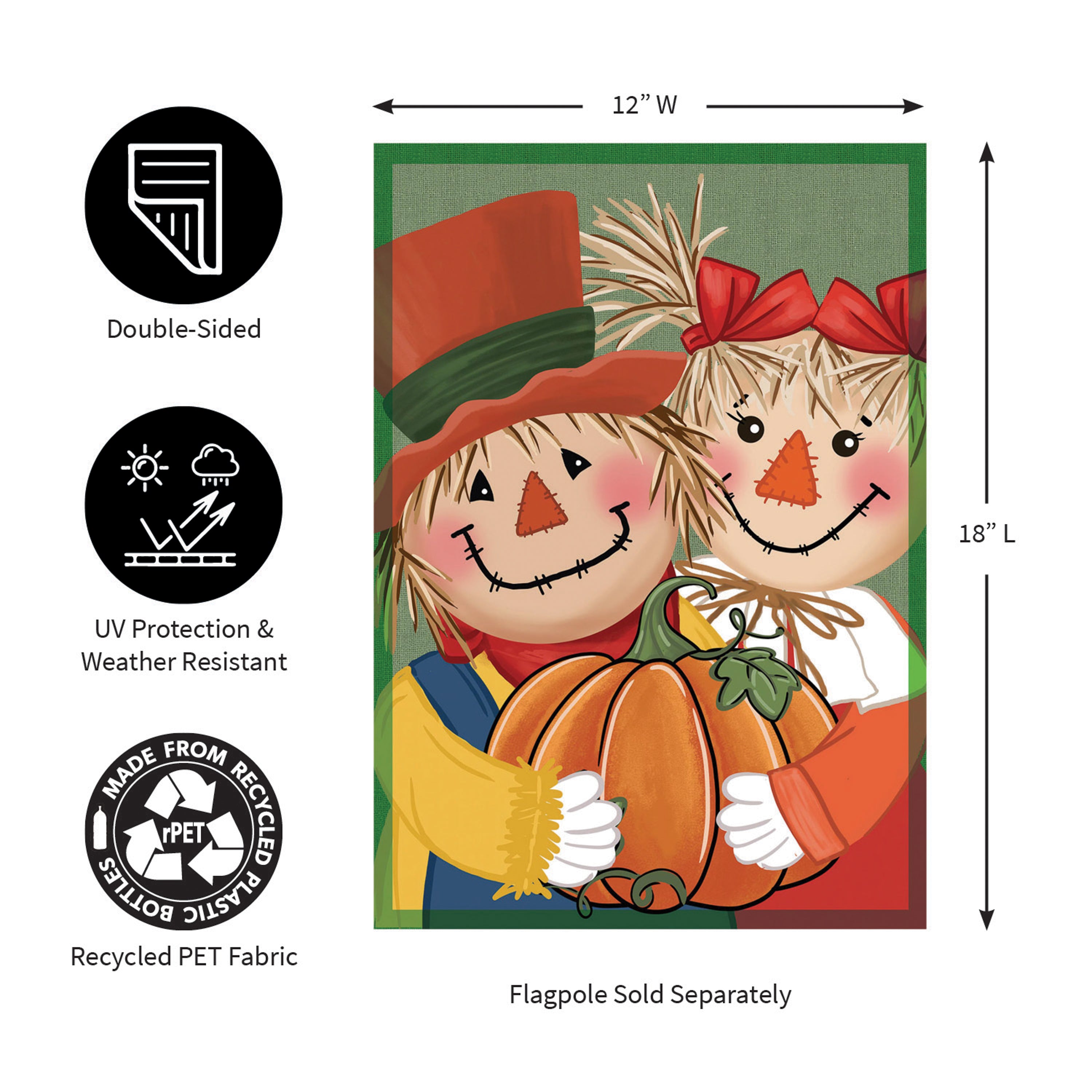 Couple Of Scarecrows Applique Garden Flag