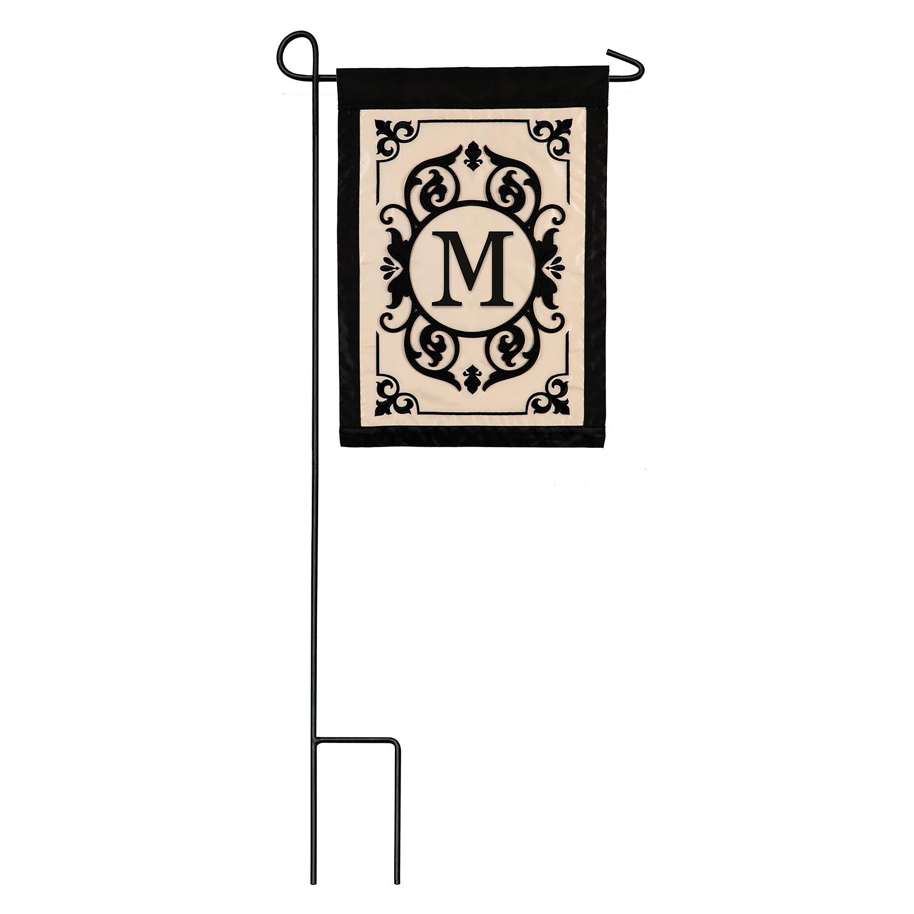 Cambridge Monogram Garden Applique Flag, Letter M