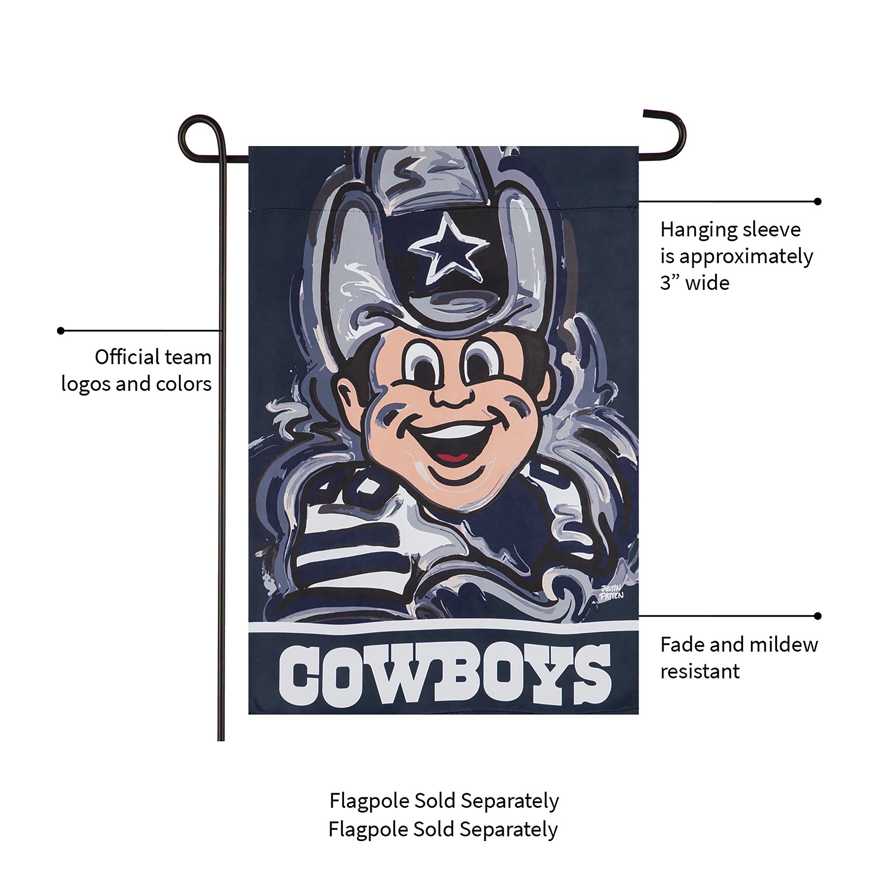 Dallas Cowboys Justin Patten Suede Garden Flag