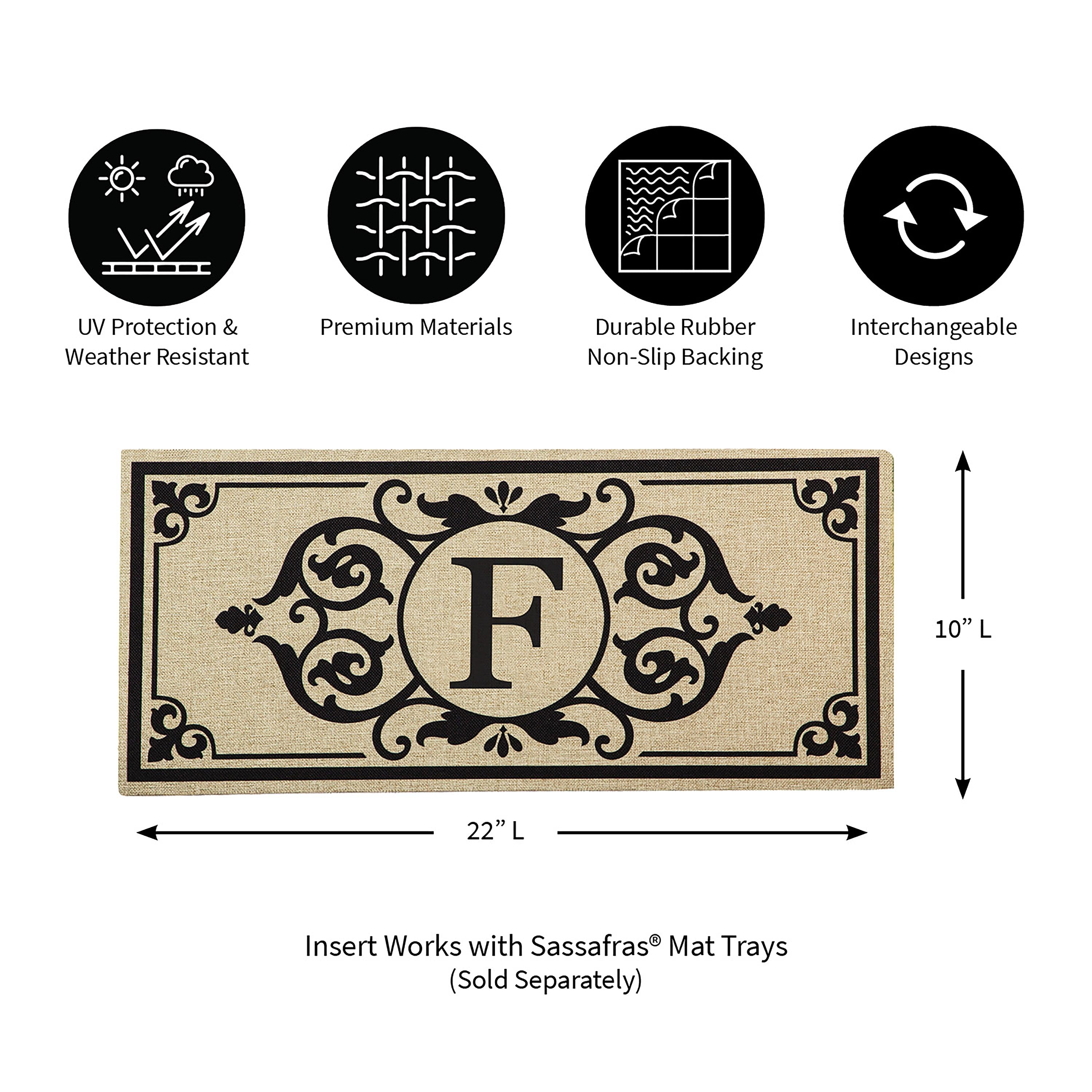 Cambridge Monogram Burlap Sassafras Switch Mat, Letter F