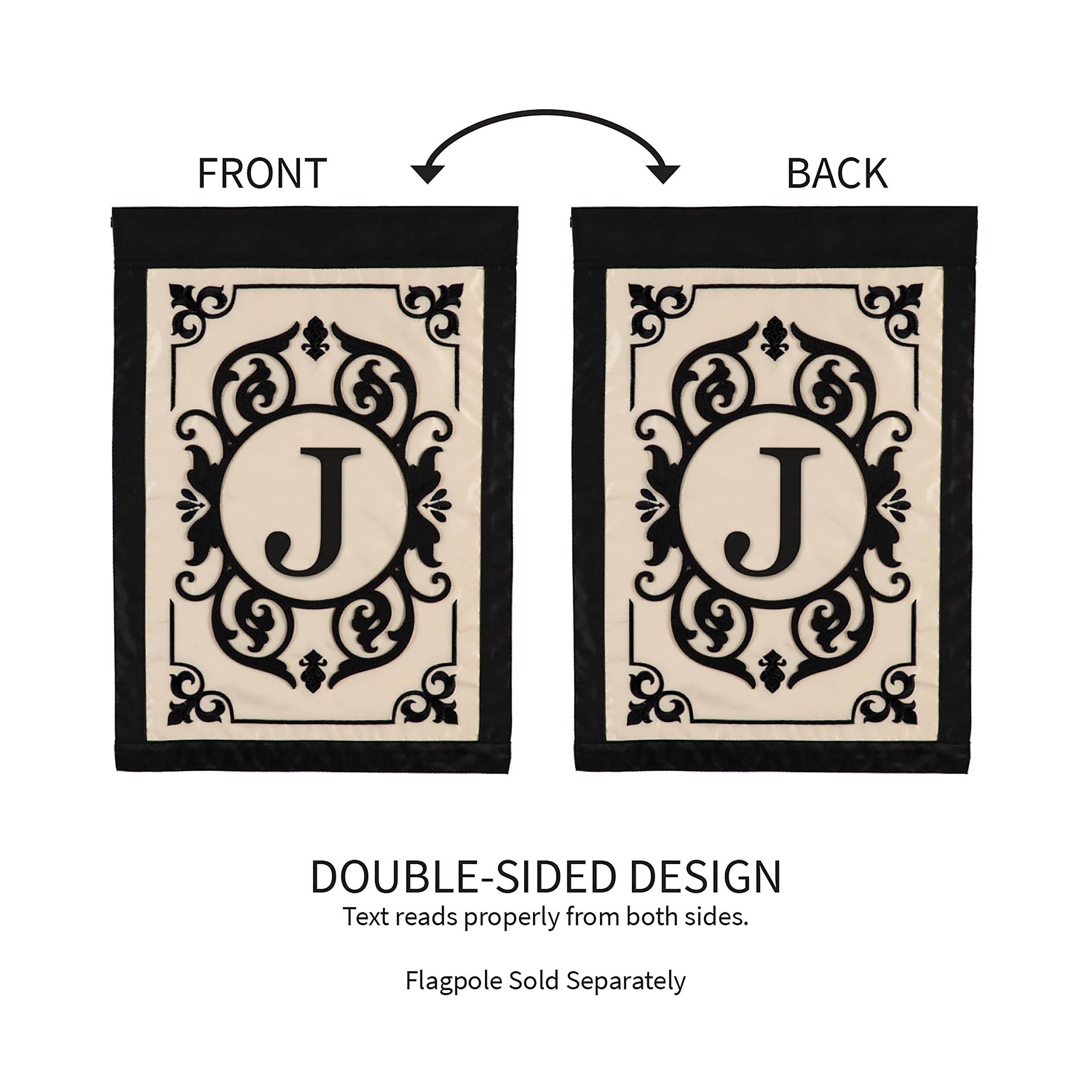 Cambridge Monogram Garden Applique Flag, Letter J
