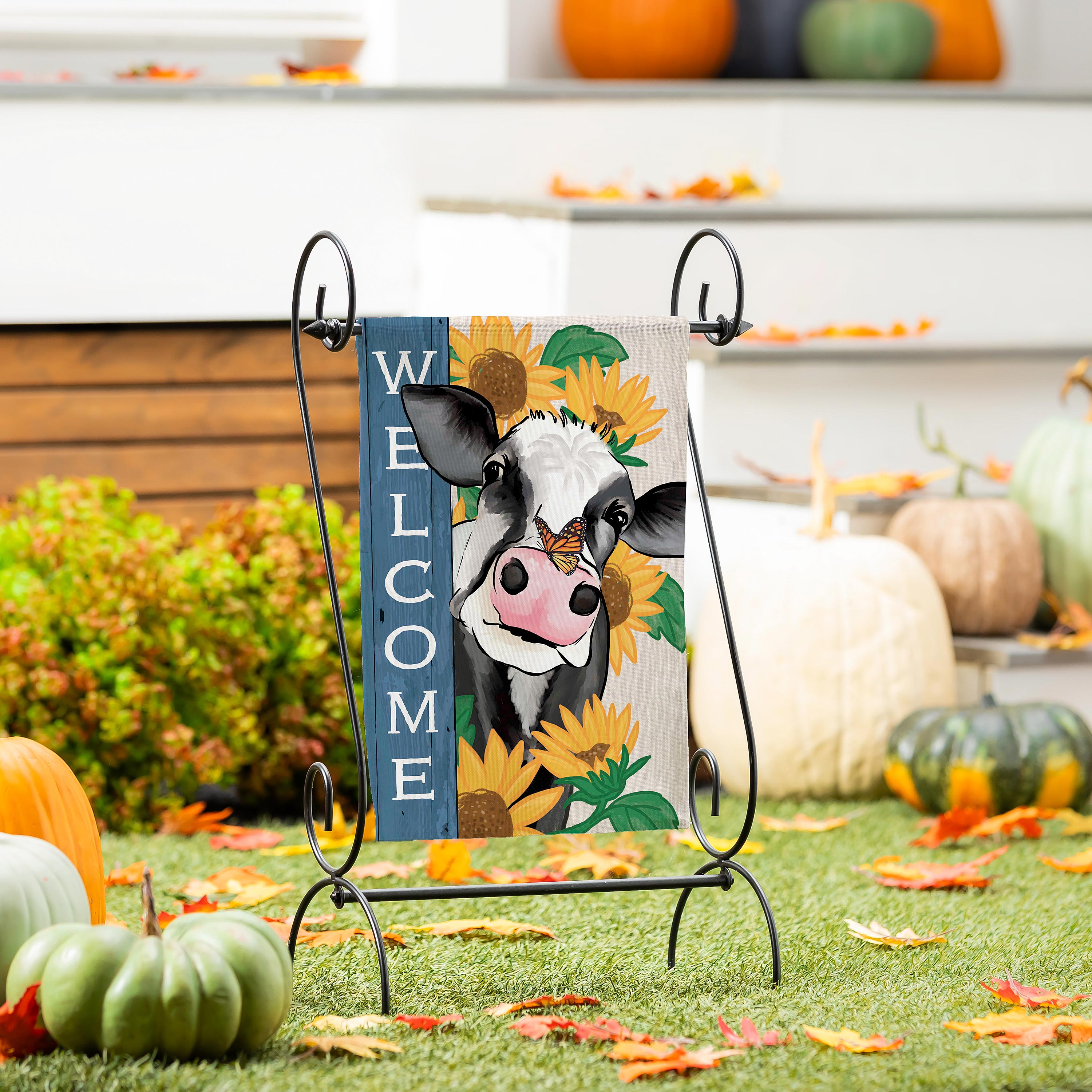 Mooove Over For Fall Suede Garden Flag