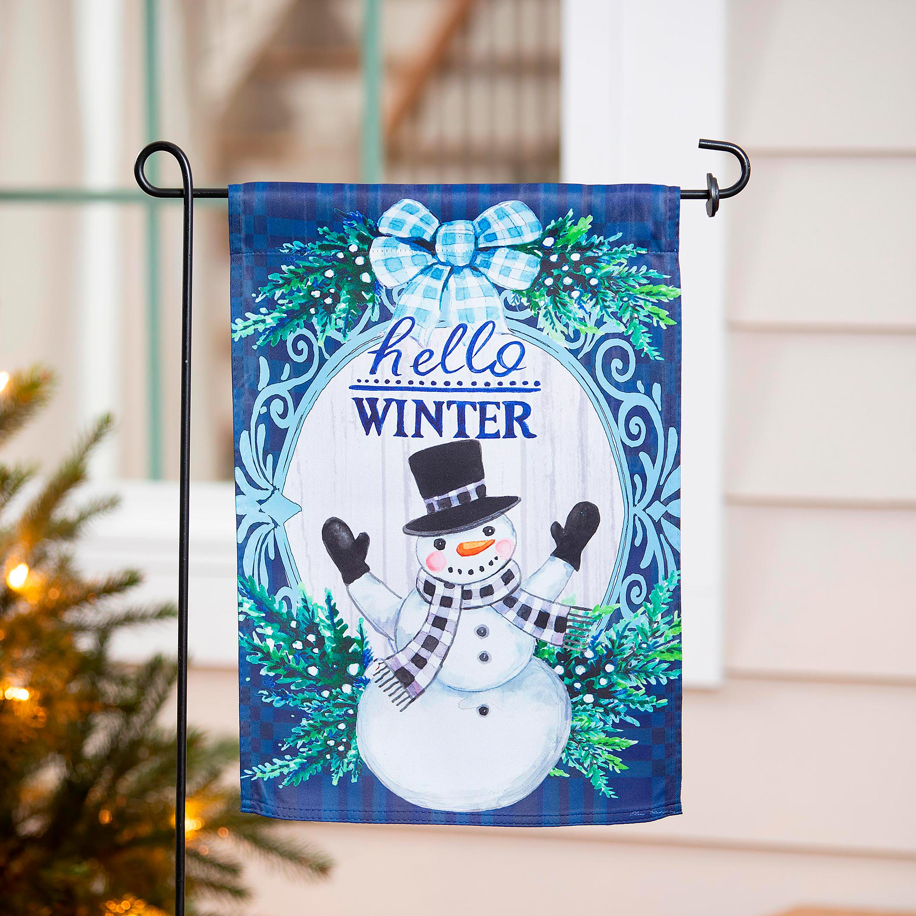 Winter Snowman Suede Garden Flag