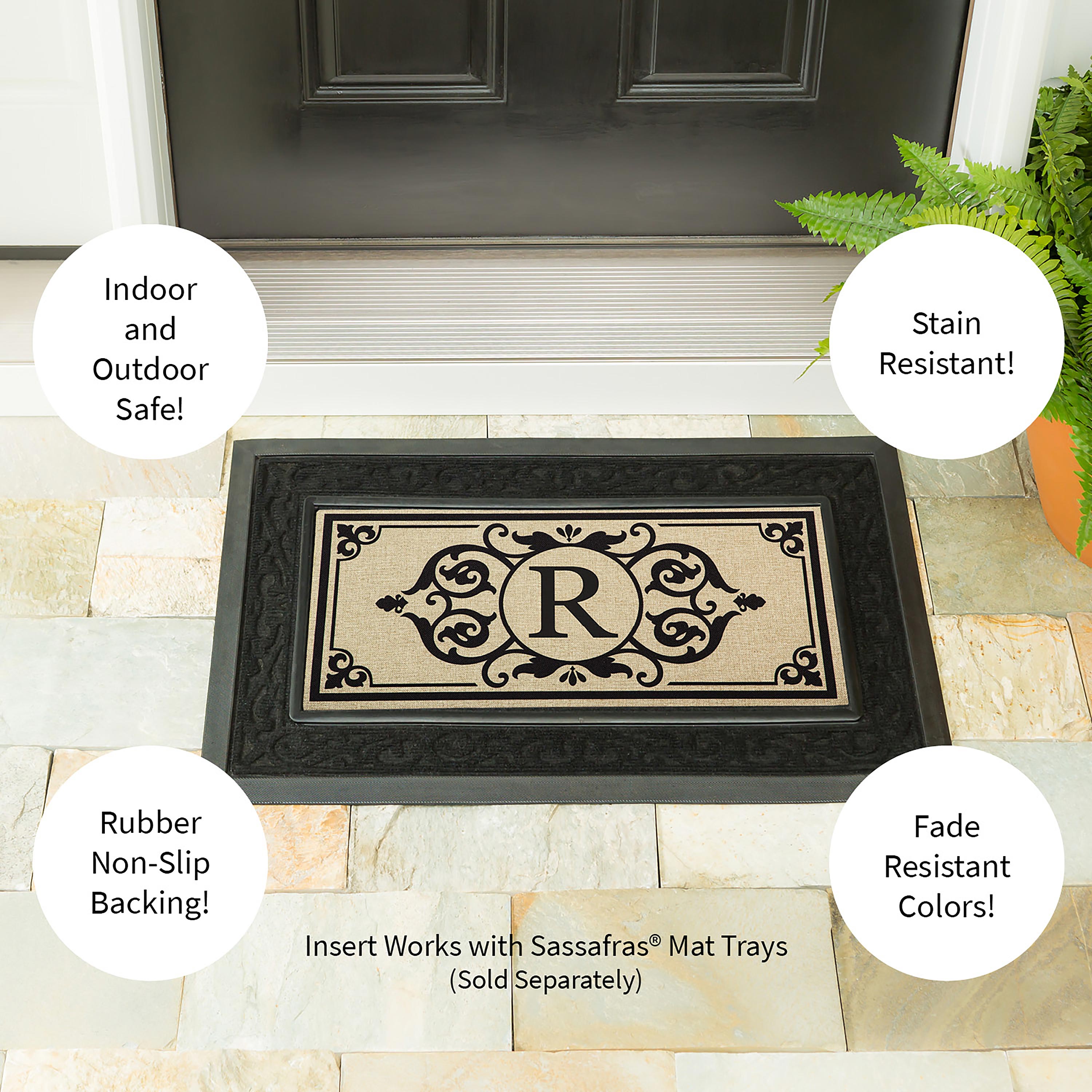 Cambridge Monogram Burlap Sassafras Switch Mat, Letter R