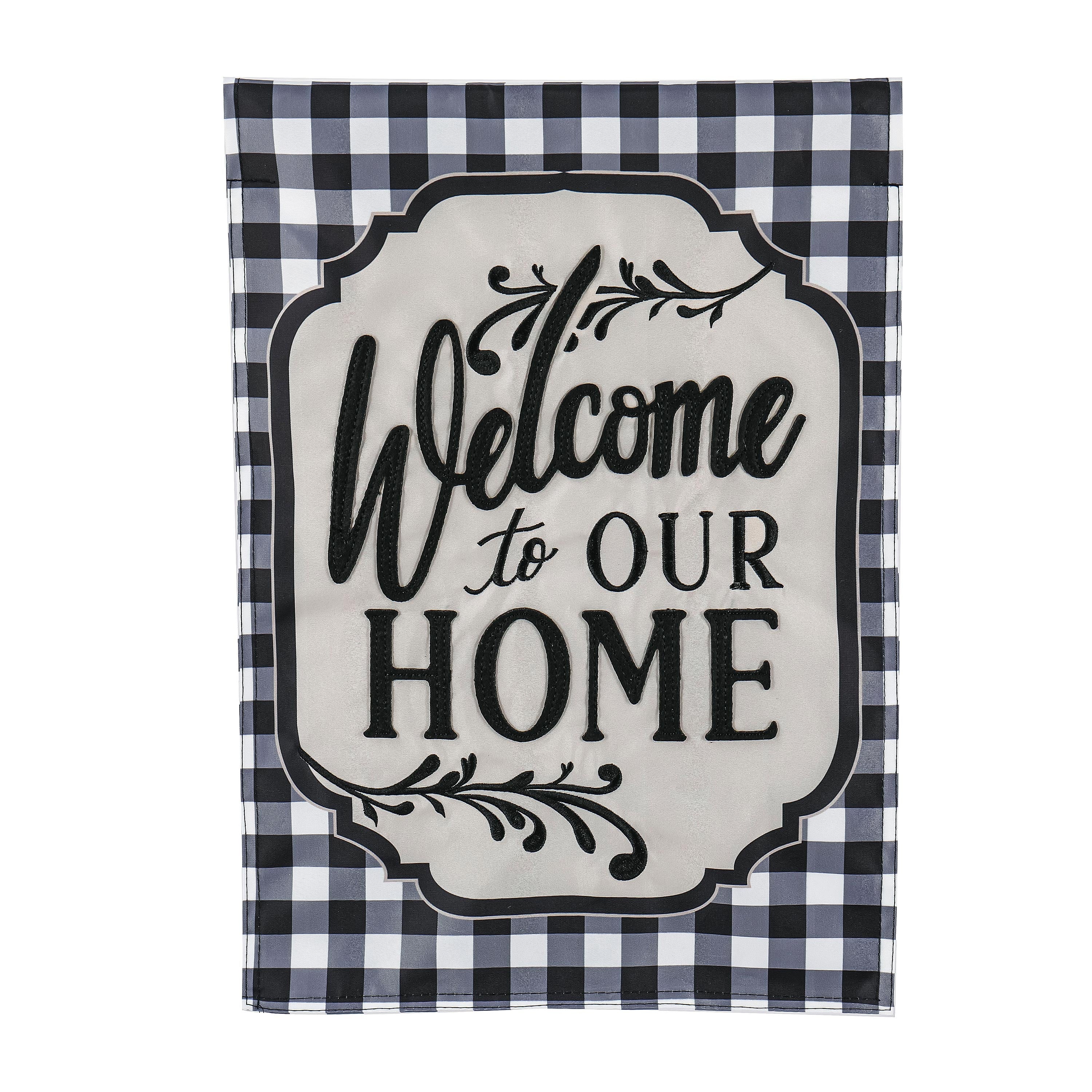 Classic Welcome Home Garden Applique Flag