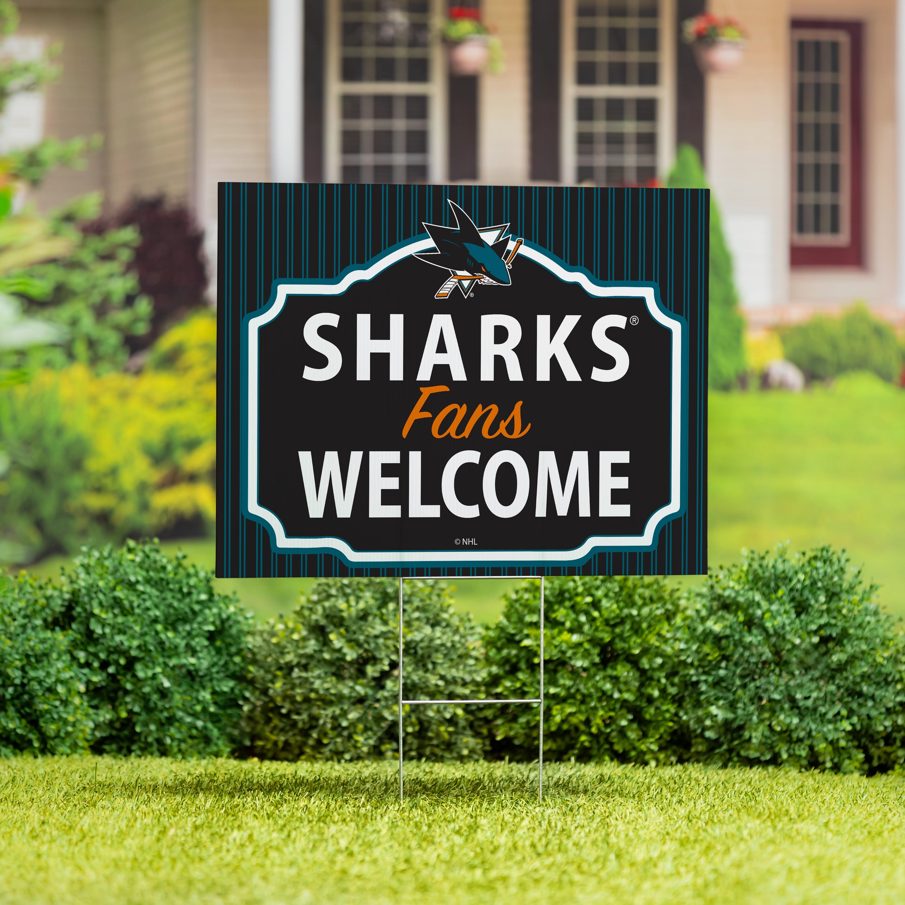 San Jose Sharks Coroplast Yard Sign, "Fans Welcome"