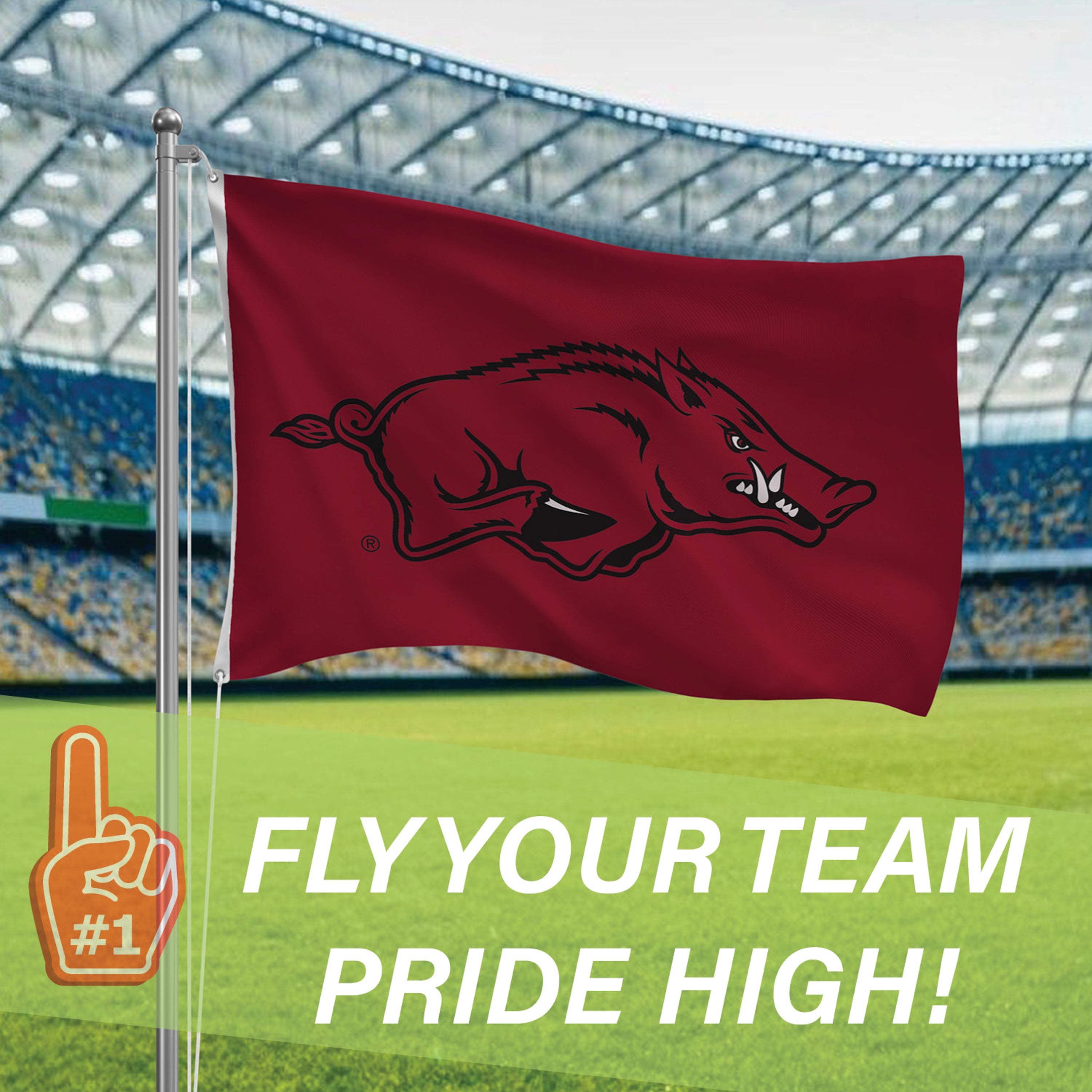 University of Arkansas Single Sided Estate Flag with 2 Grommets, 3'x5'