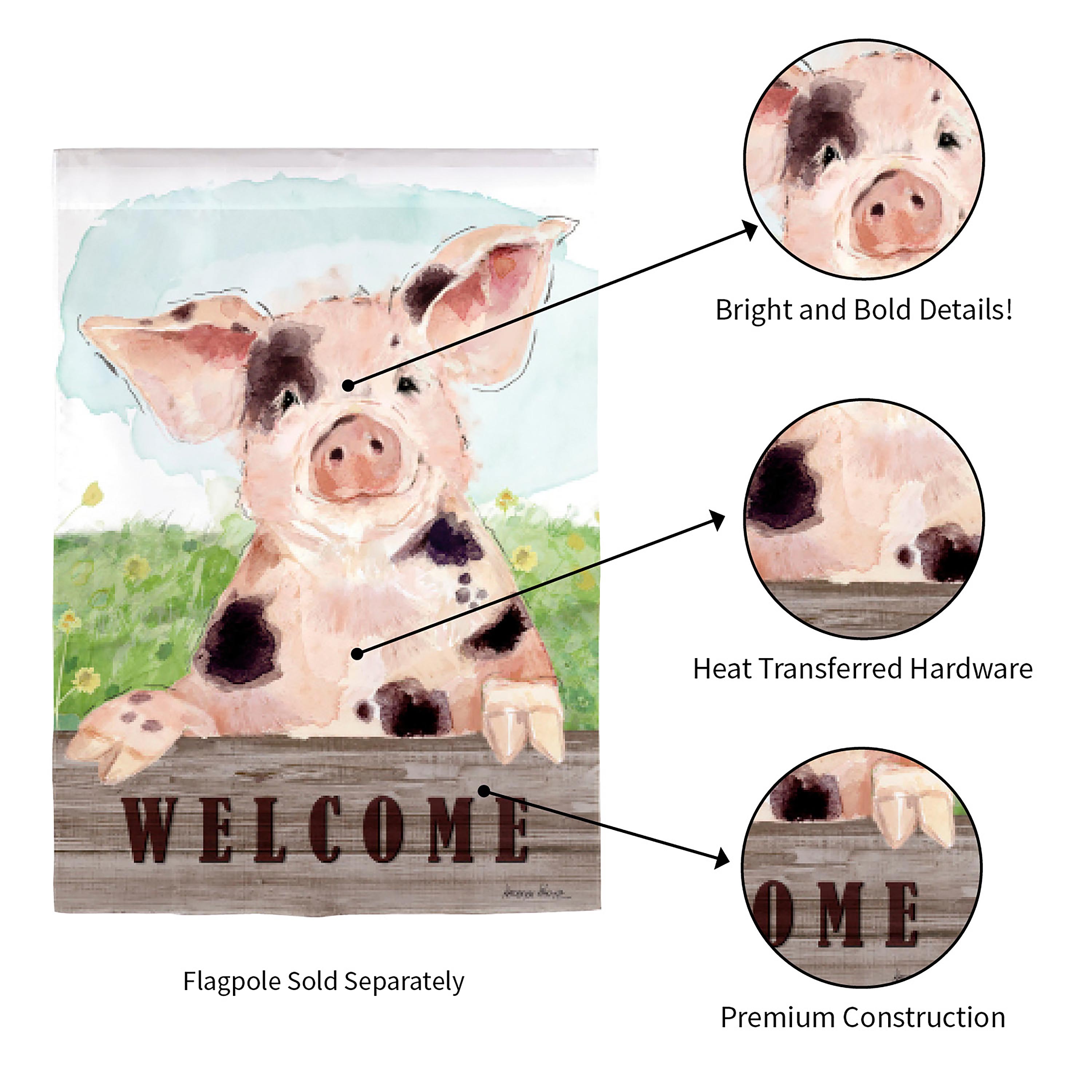 Spotted Pig Garden Suede Flag