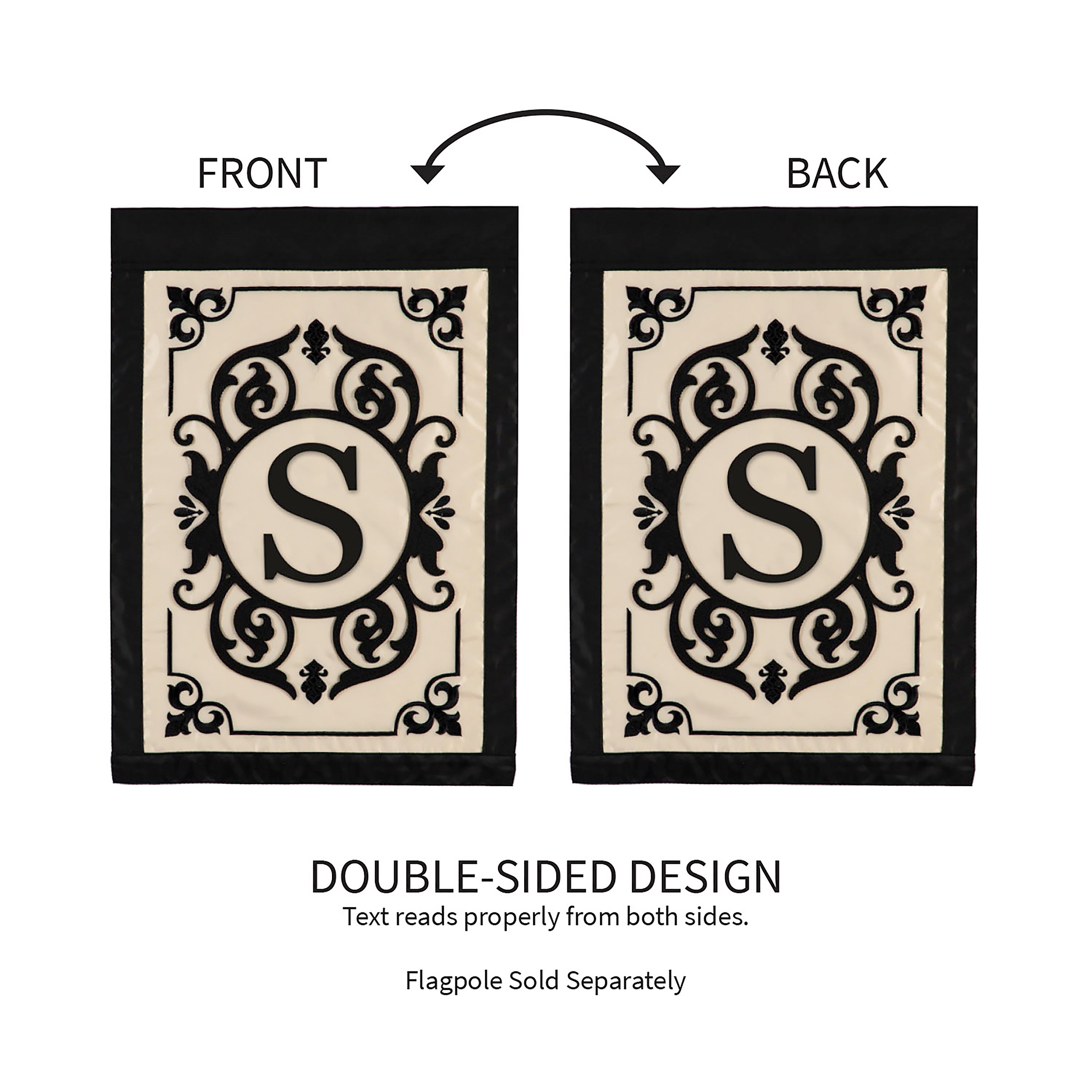 Cambridge Monogram Garden Applique Flag, Letter S