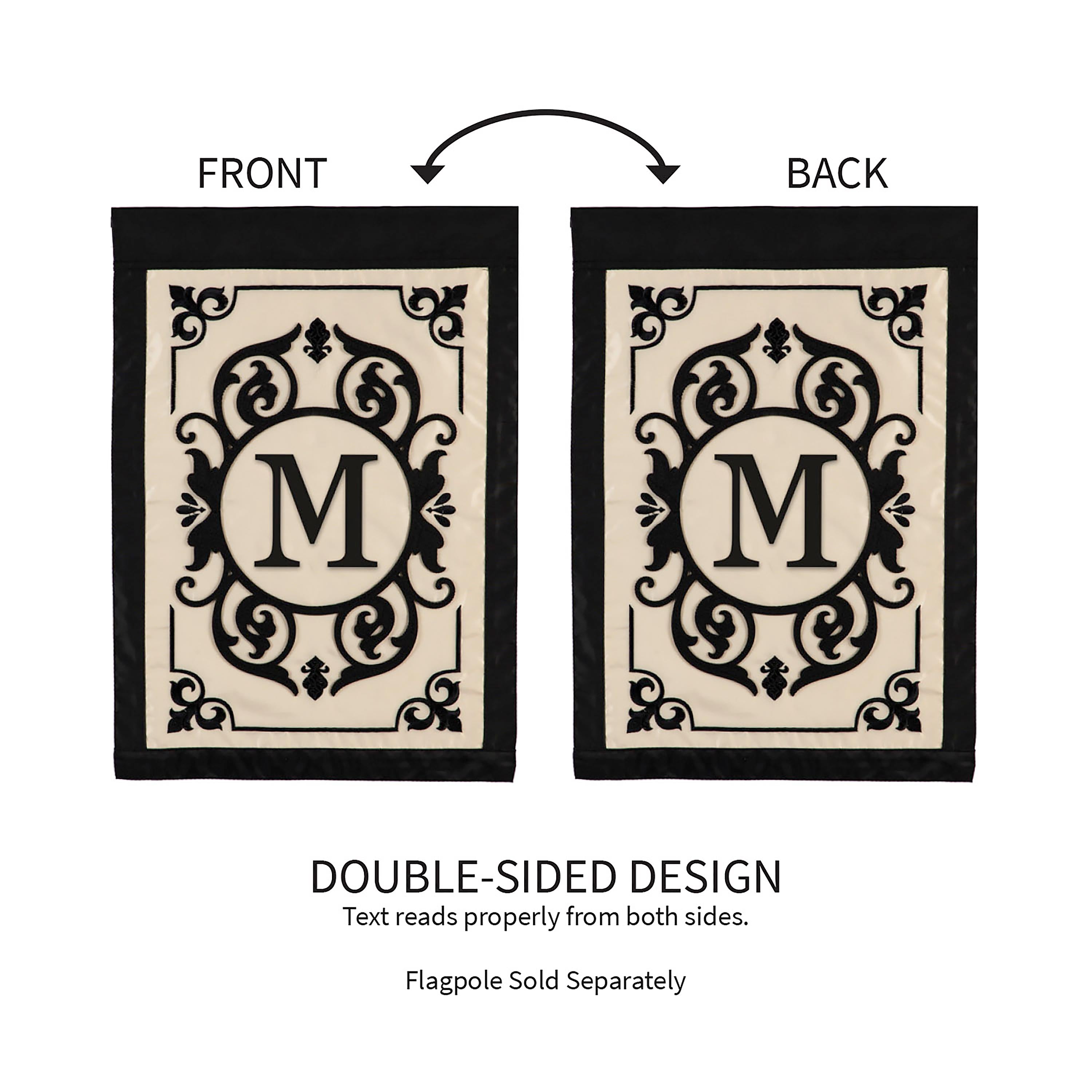 Cambridge Monogram Garden Applique Flag, Letter M