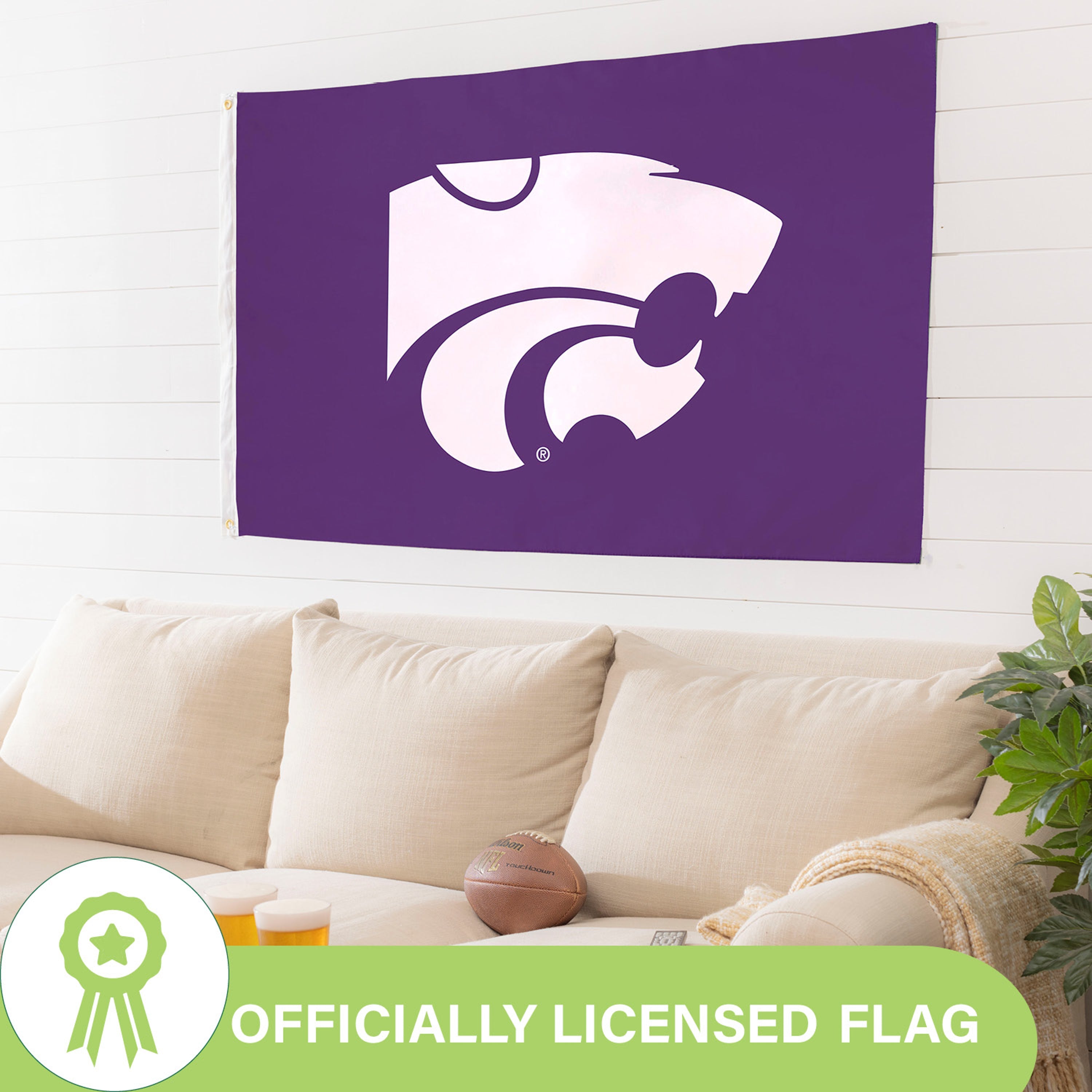 Kansas State University Single Sided Estate Flag with 2 Grommets, 3'x5'