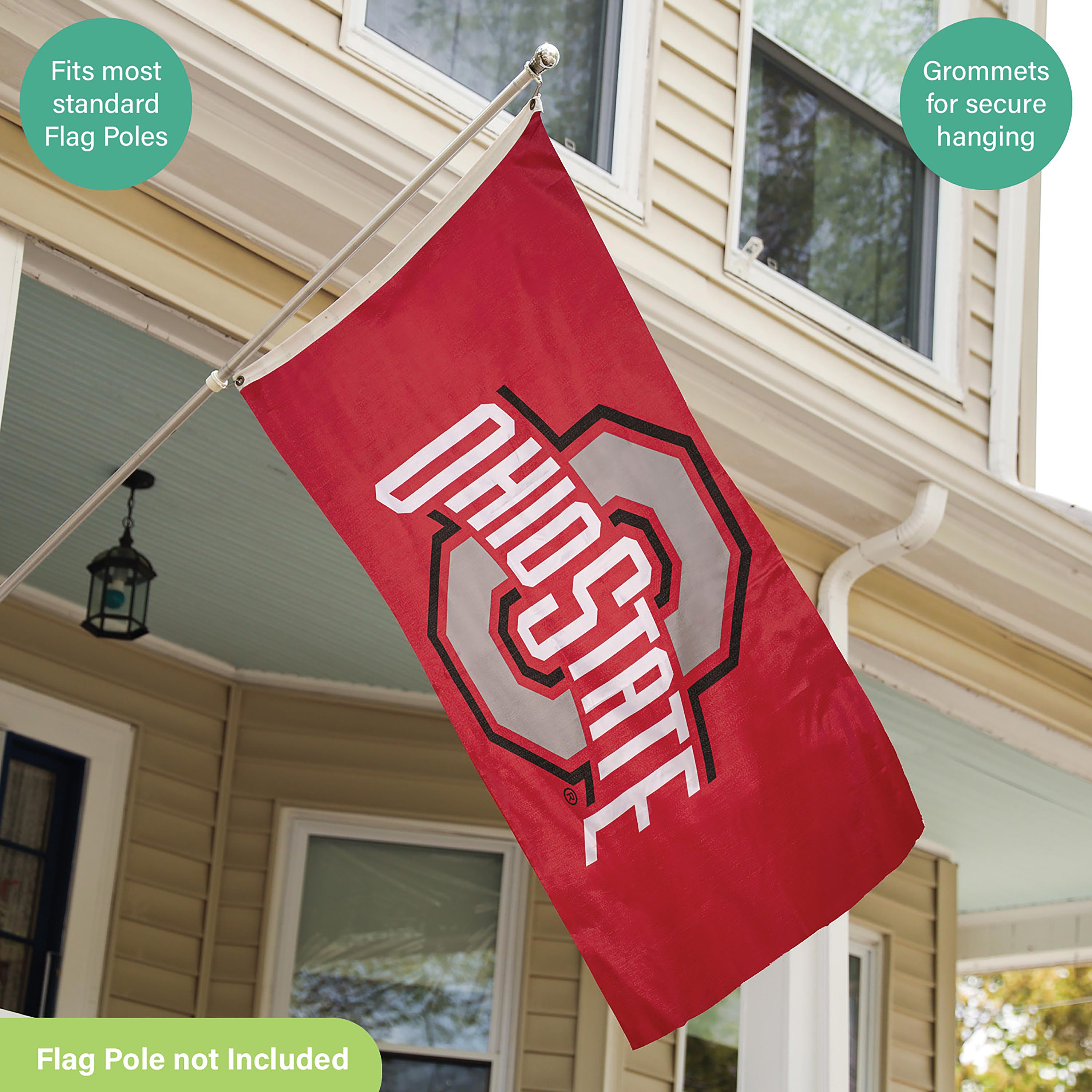 Ohio State University Single Sided Flag with 2 Grommets, 3'x5'