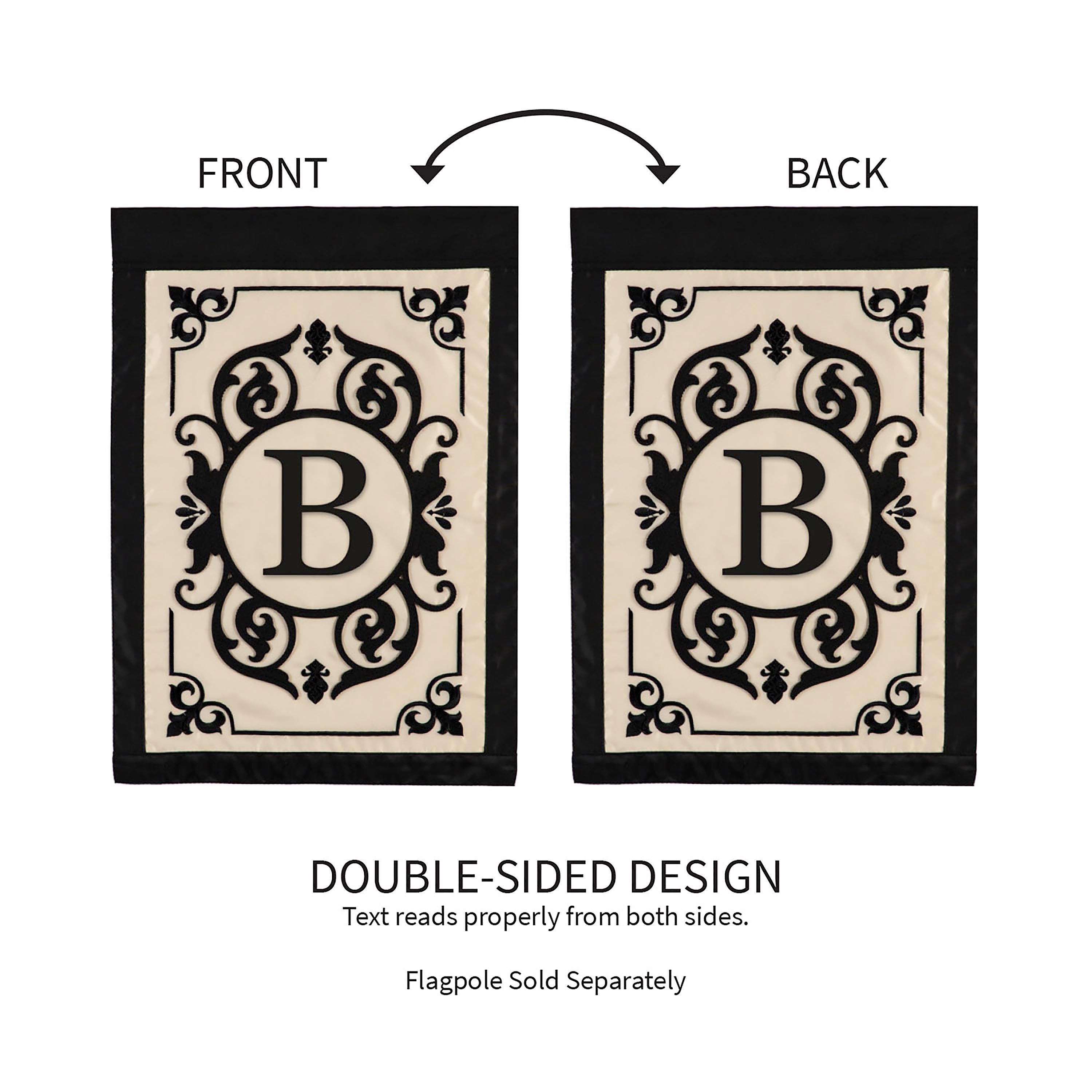 Cambridge Monogram Garden Applique Flag, Letter B